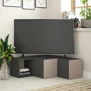 Suporte de TV moderno com opção de montagem na parede, antracite e marrom claro, 90 x 32 x 92 cm | 100% revestido em melamina, 18 mm de espessura, várias prateleiras para armazenamento elegante
