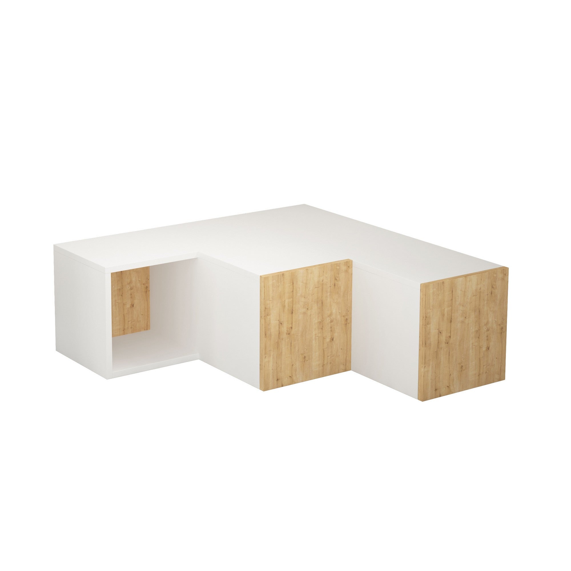 Suporte de TV moderno com opção de montagem na parede, branco e carvalho, 90 x 32 x 92 cm | Painel de partículas 100% revestido de melamina, 18 mm de espessura | Design elegante e funcional
