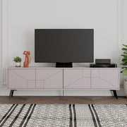 Suporte de TV moderno, cor mocha claro, 180 x 50 x 29,6 cm | Painel de partículas 100% revestido em melamina, 18 mm de espessura | Dobradiças com fechamento suave, pernas de metal, elegante e funcional
