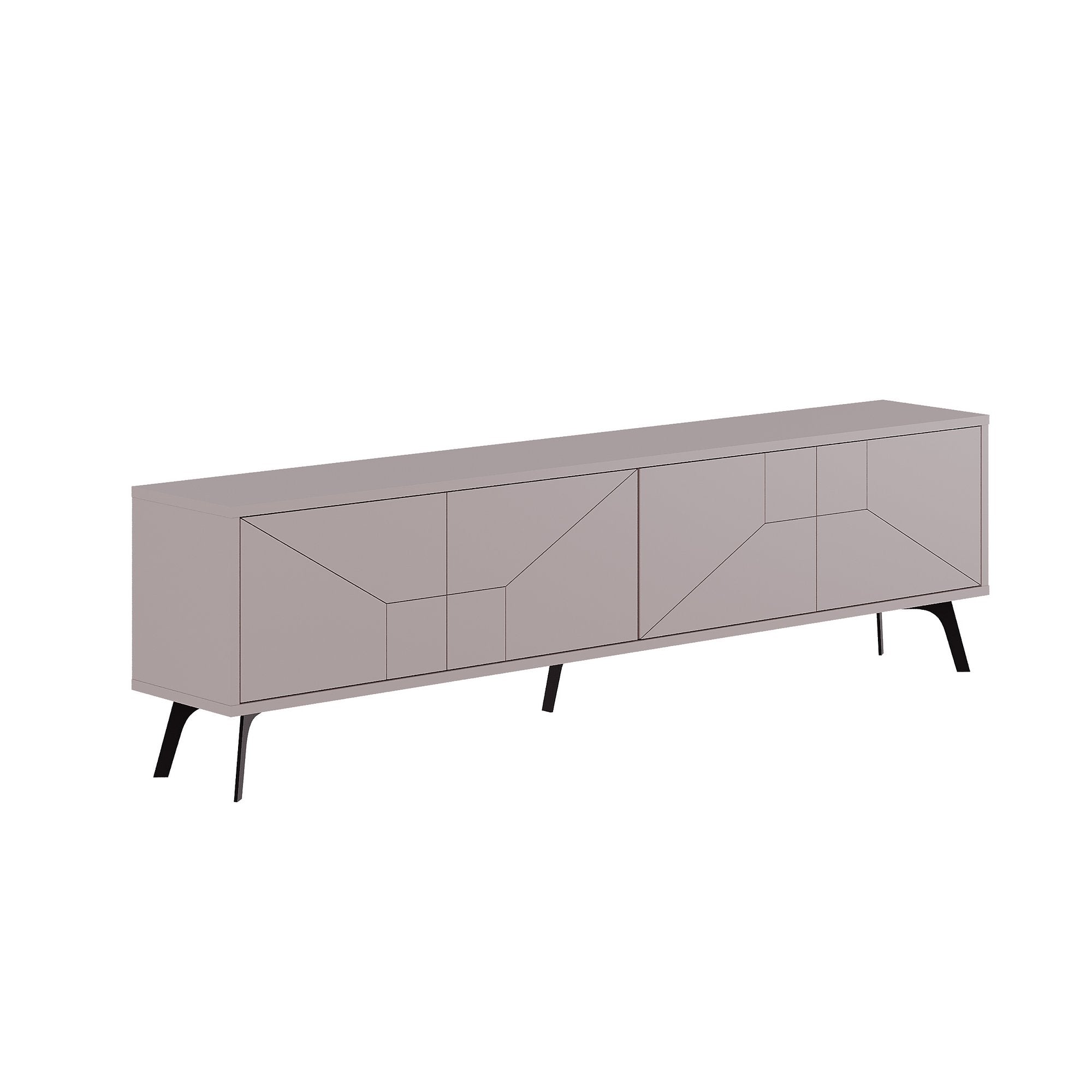 Suporte de TV moderno, cor mocha claro, 180 x 50 x 29,6 cm | Painel de partículas 100% revestido em melamina, 18 mm de espessura | Dobradiças com fechamento suave, pernas de metal, elegante e funcional