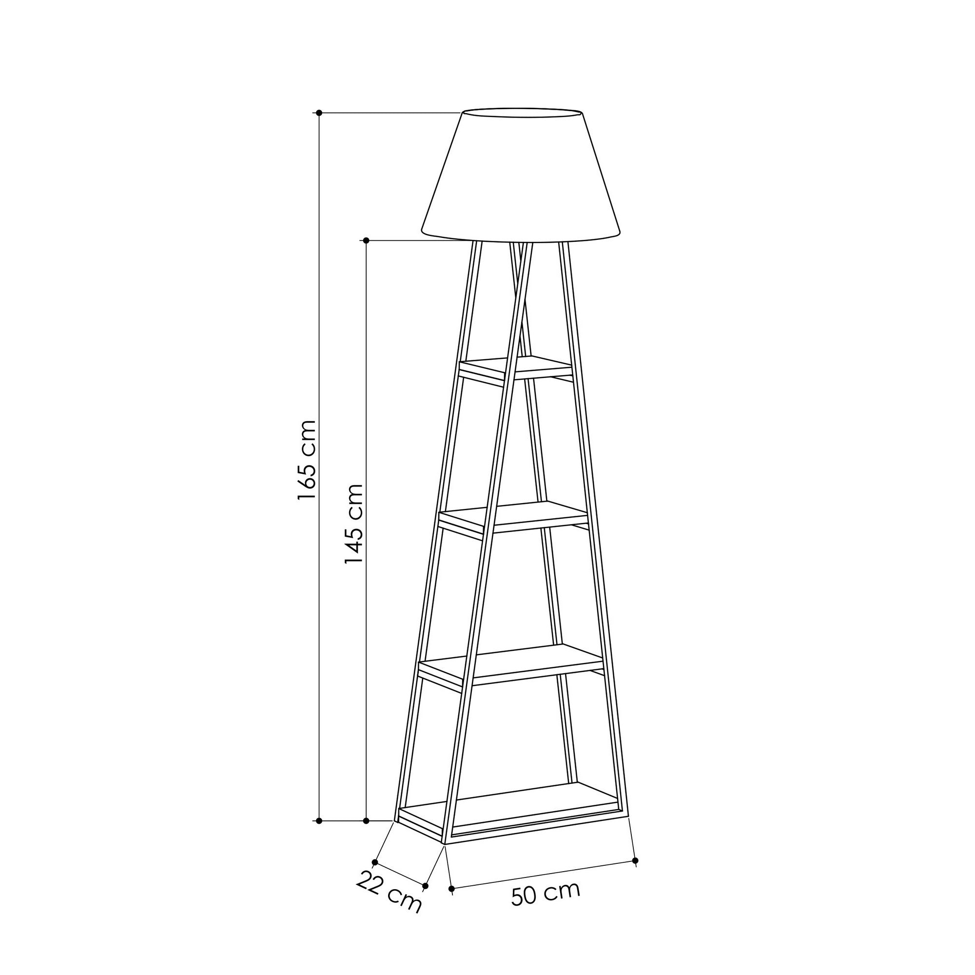 Candeeiro de Pé em Carvalho com Linho e Arrumação Extra - 165cm de Altura, Base E27 100W