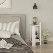 Mesa de cabeceira branca moderna, 25 x 60 x 27 cm | Painel de partículas 100% revestido em melamina, 18 mm de espessura | Design escandinavo, perfeito para uso em quartos e hotéis