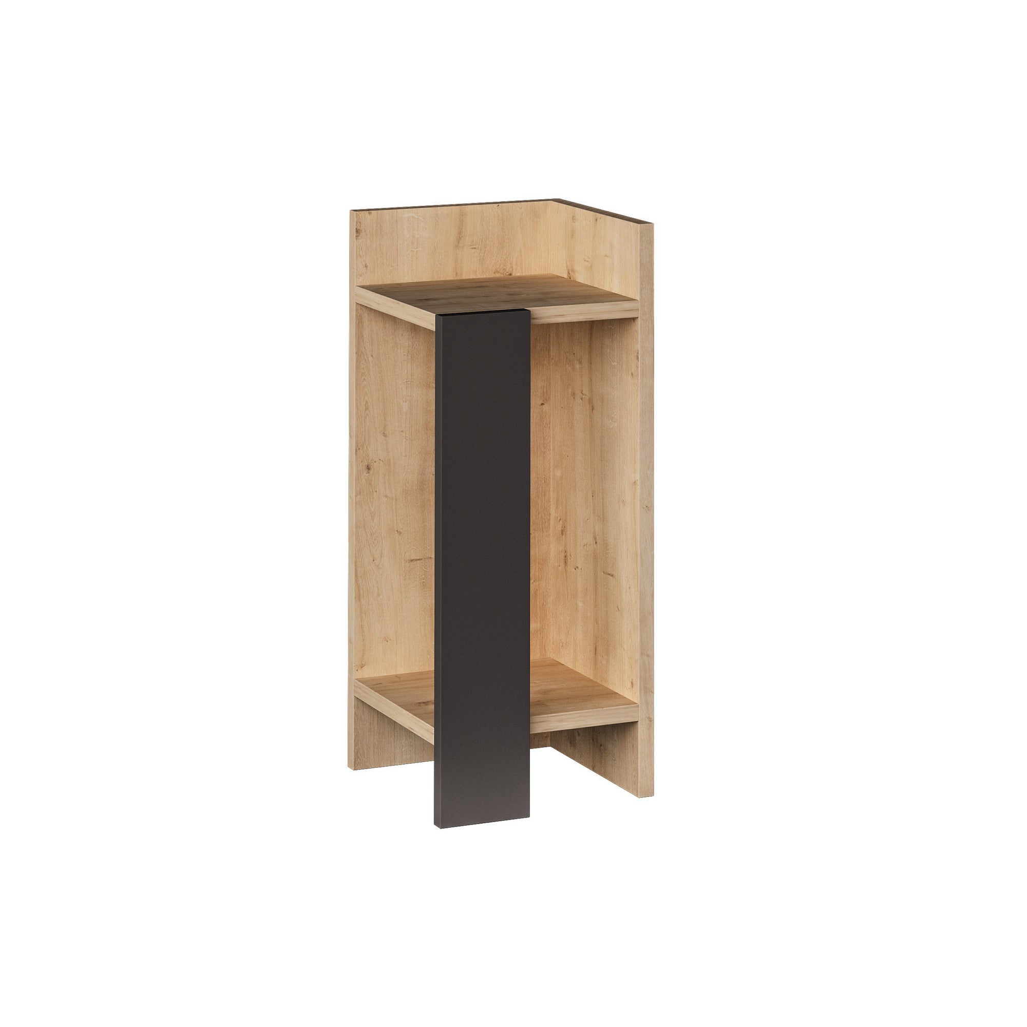 Mesa de Cabeceira Moderna, Carvalho e Antracite, 25 x 60 x 27 cm | Painel de Partículas 100% Revestido com Melamina, 18 mm de Espessura | Elegante e Funcional para Hotelaria e Decoração Escandinava