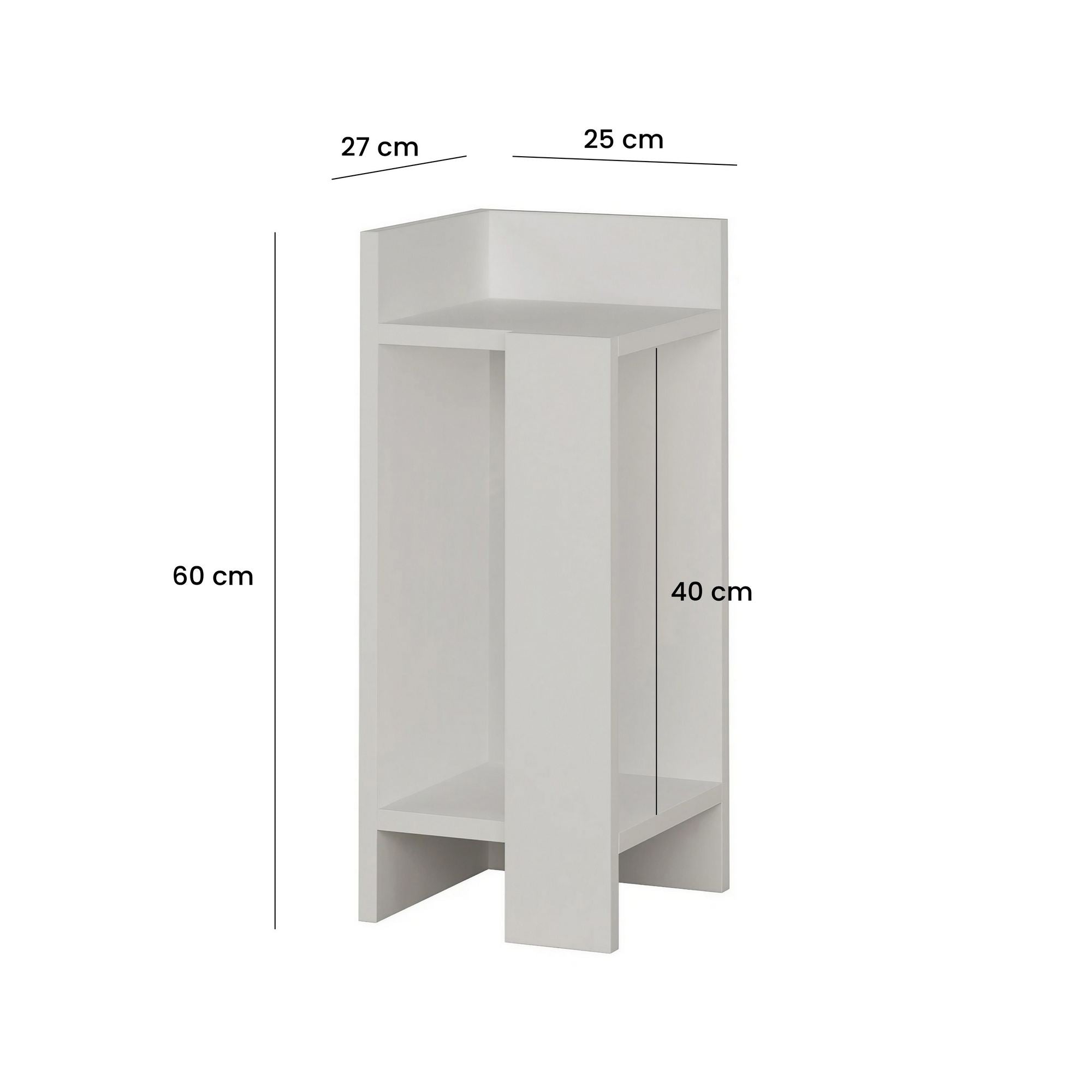 Mesa de cabeceira branca moderna, 25 x 60 x 27 cm | Painel de partículas 100% revestido em melamina, 18 mm de espessura | Design escandinavo, perfeito para uso em quartos e hotéis