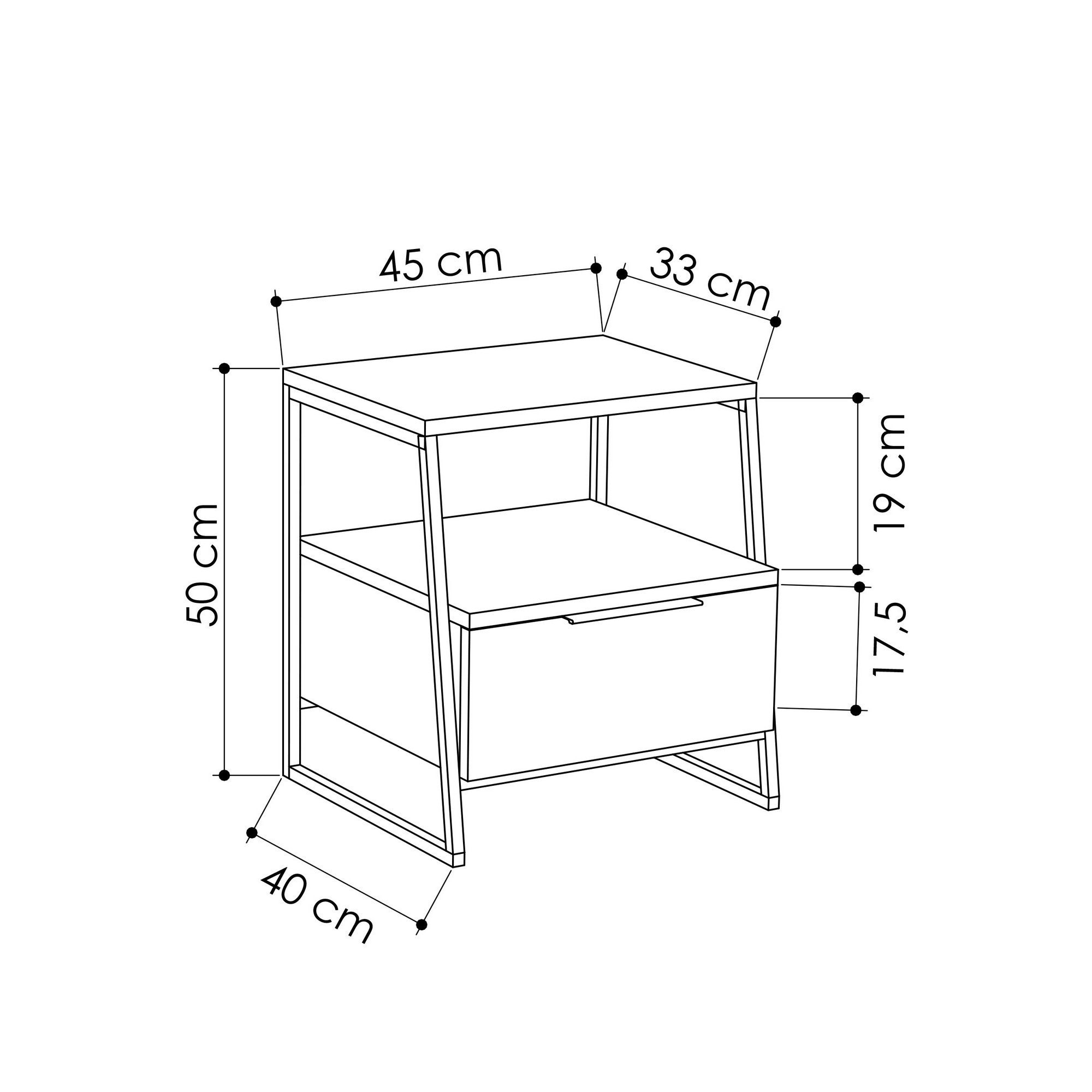 Mesa de Cabeceira Moderna em Antracite, 45 x 50 x 40 cm | Painel de Partículas 100% Revestido em Melamina, 18 mm de Espessura | Dobradiças com Fecho Suave, Ideal para Decoração Hoteleira e Industrial