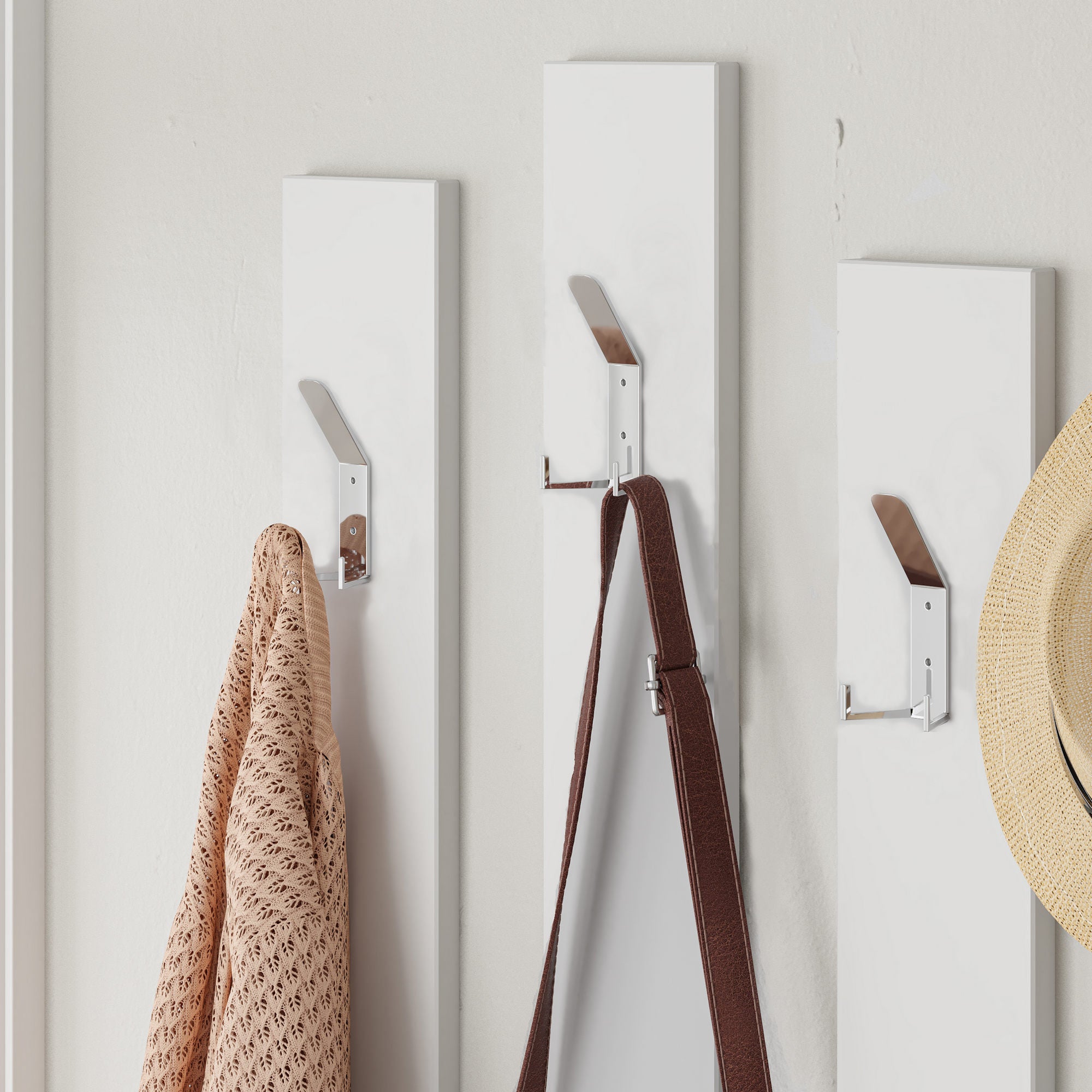 Suporte de hall moderno com espelho e cabideiro, branco, 137 x 54,5 x 35 cm | 100% revestido em melamina, dobradiças de fechamento suave, montagem na parede, elegante e funcional