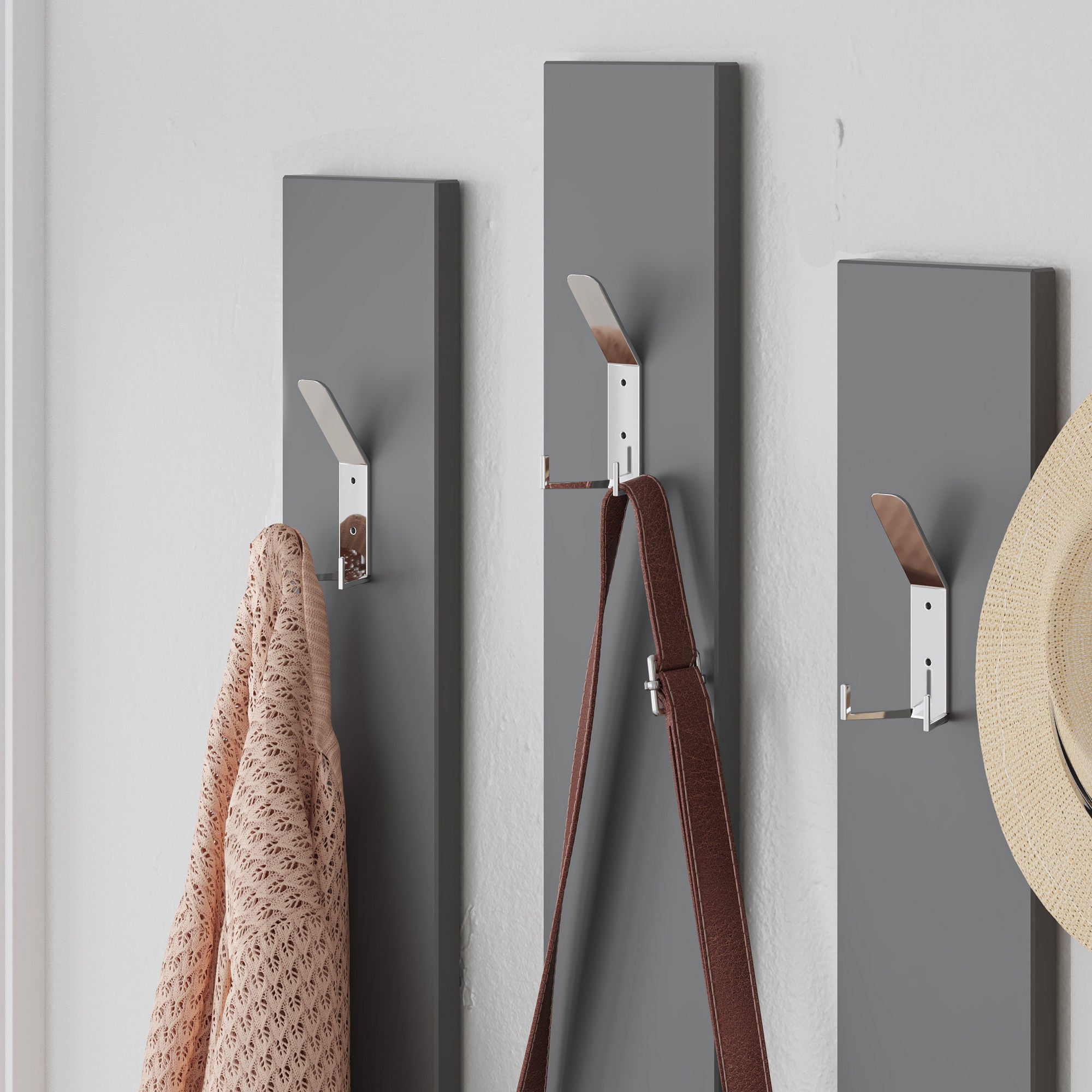 Elegante aparador de hall com espelho e cabideiro, mocha claro e antracite, 137 x 54,5 x 35 cm | 100% revestido em melamina, dobradiças de fechamento suave, montagem na parede