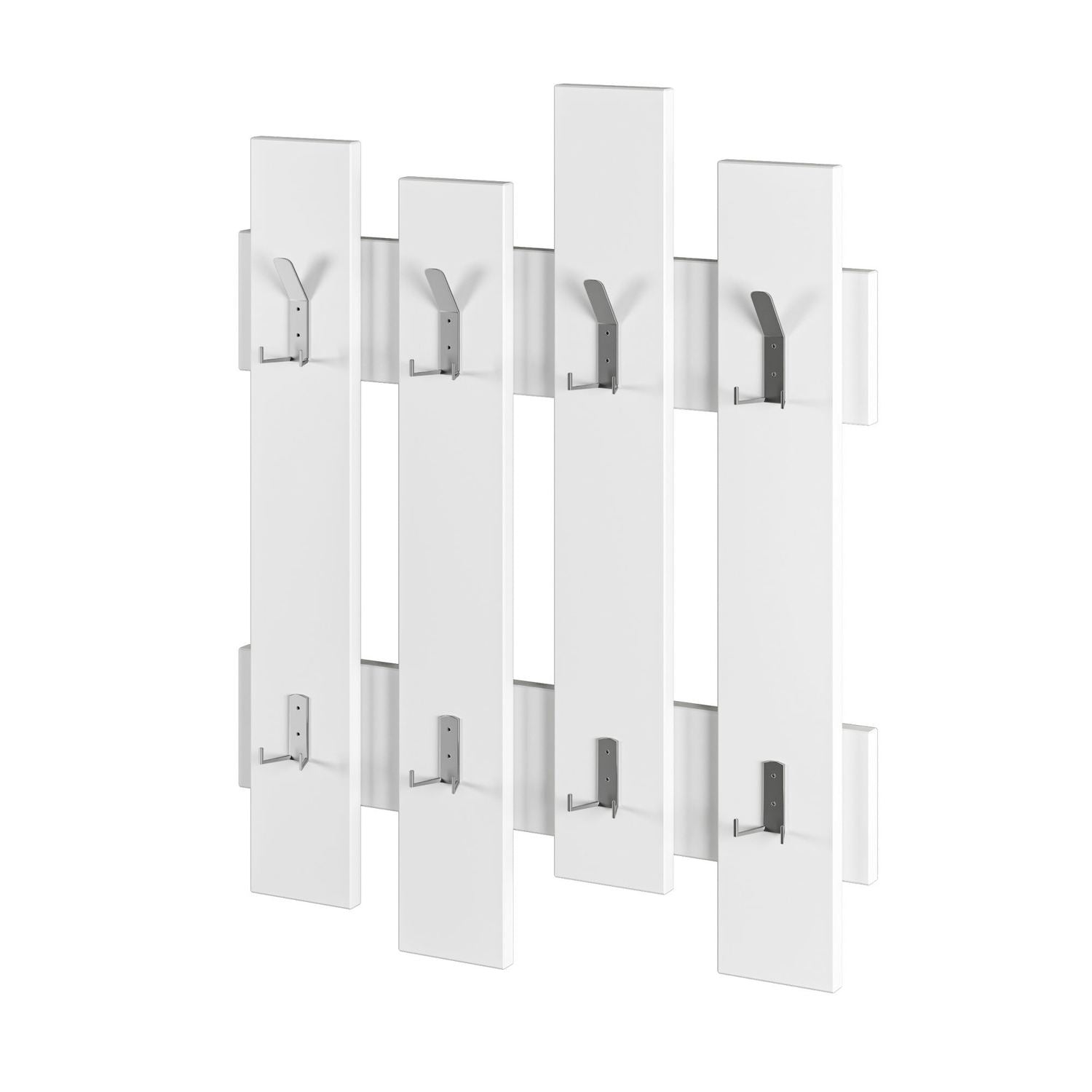 Cabideiro de parede elegante com ganchos, branco, 64 x 79 x 4 cm | Painel de partículas 100% revestido com melamina, 18 mm de espessura | Elegante e funcional para espaços tradicionais