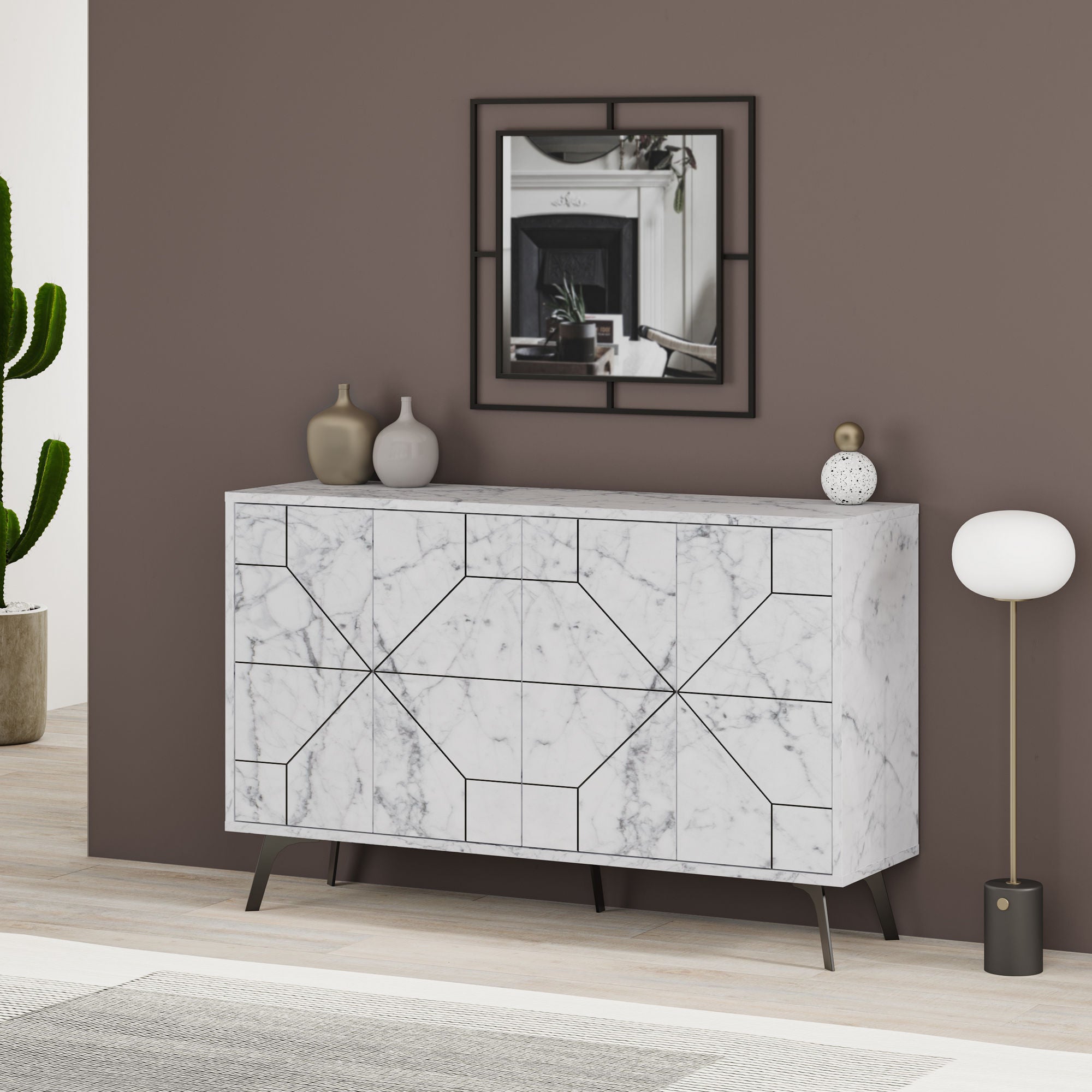 Aparador – 123 cm – Branco – Painel de Partículas revestido a Melamina