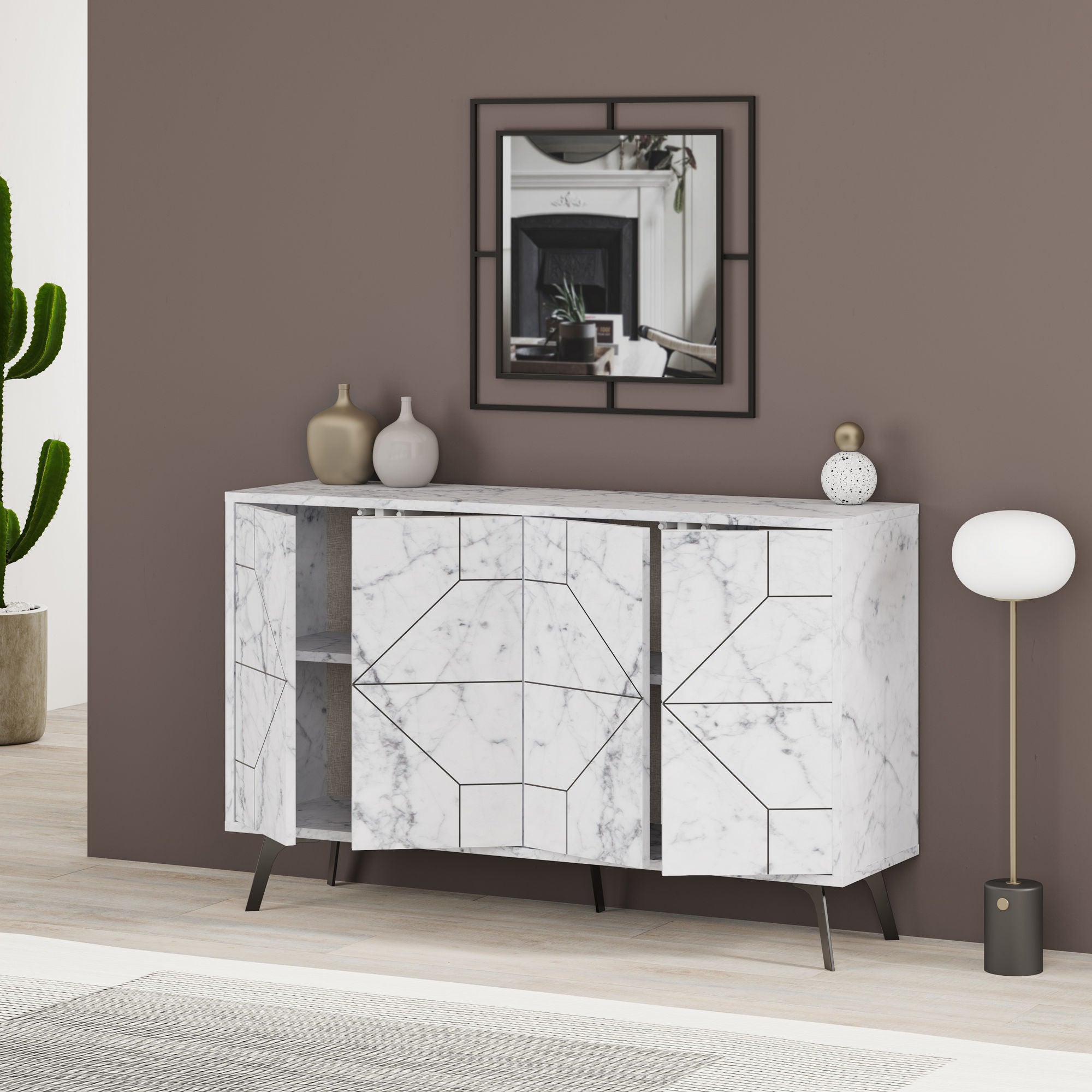 Aparador – 123 cm – Branco – Painel de Partículas revestido a Melamina