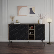 Aparador Moderno – 142 x 83 x 35,6 cm – Castanho Escuro e Bendir – 100% Melamina