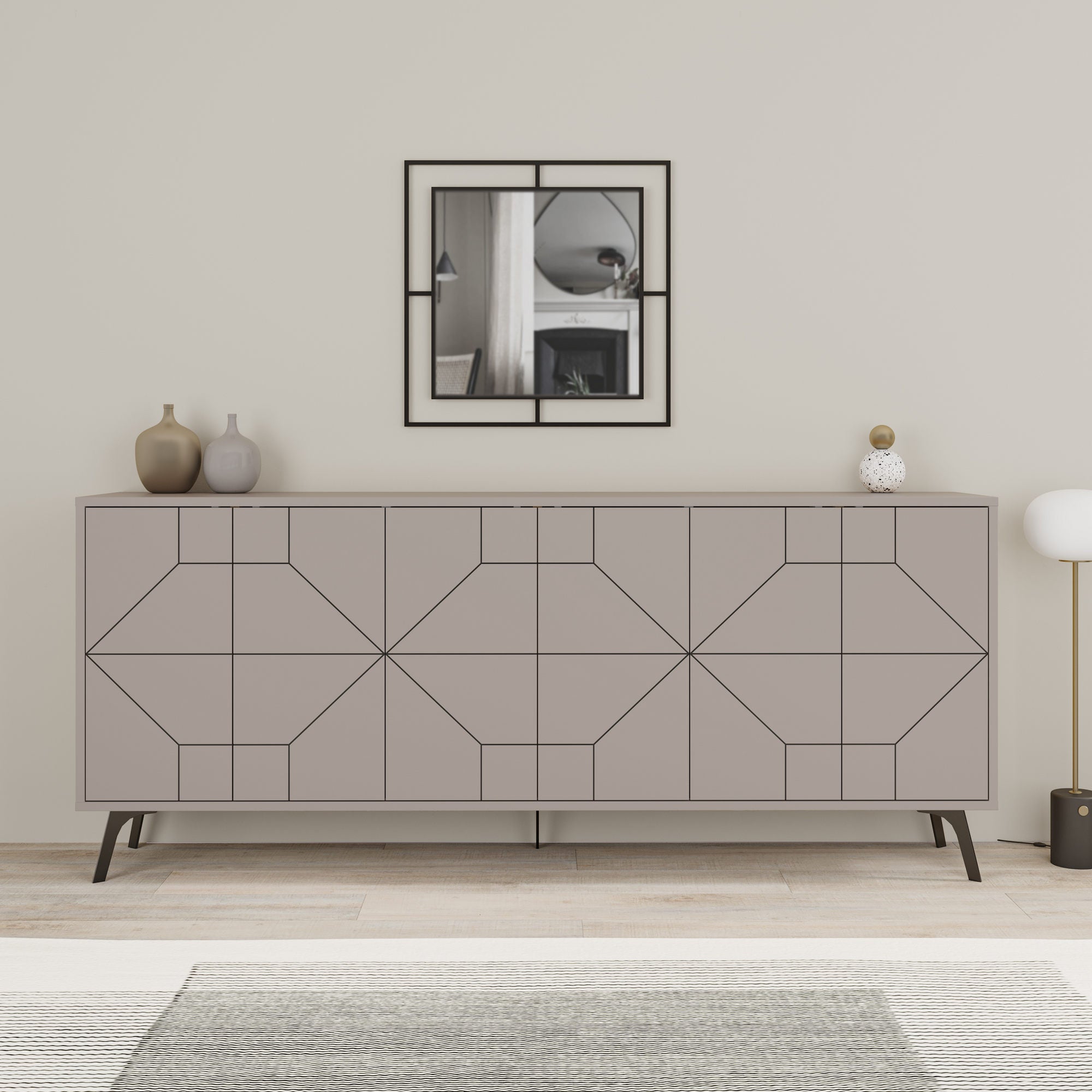 Aparador Moderno – 184 x 77,4 x 35 cm – Mocha Claro – Painel de partículas revestido em melamina