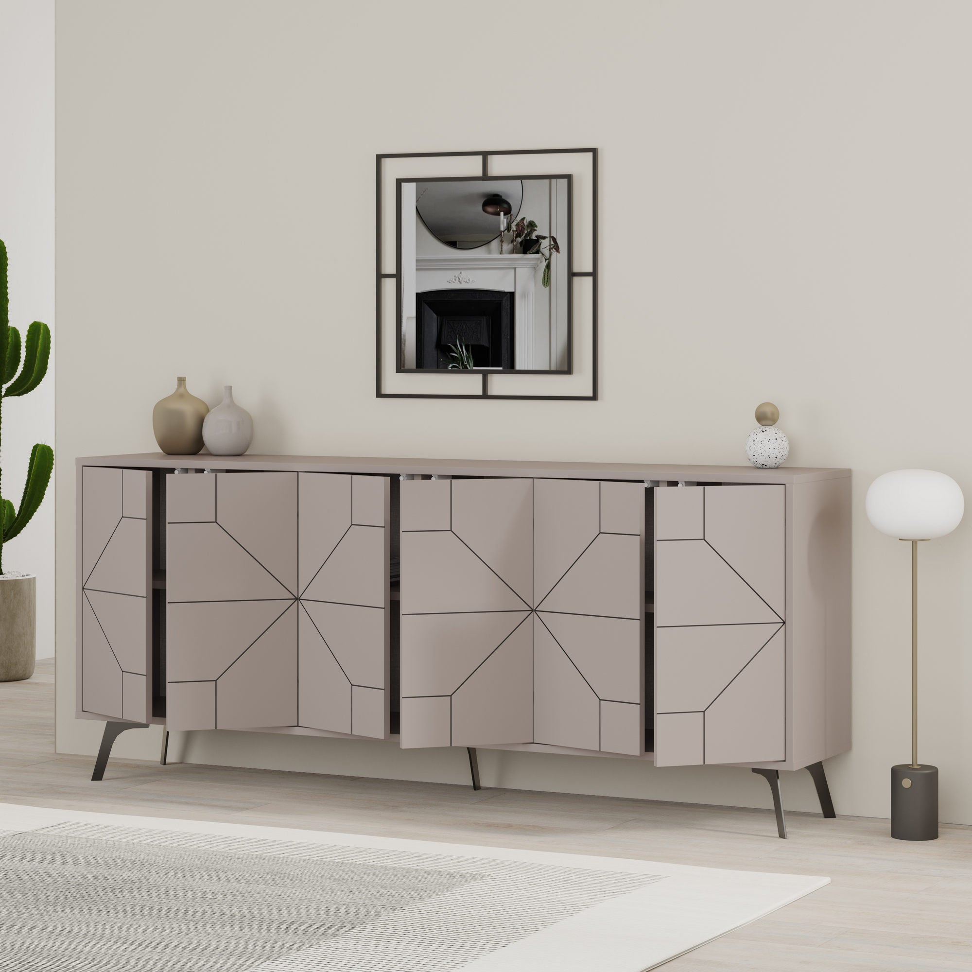 Aparador Moderno – 184 x 77,4 x 35 cm – Mocha Claro – Painel de partículas revestido em melamina