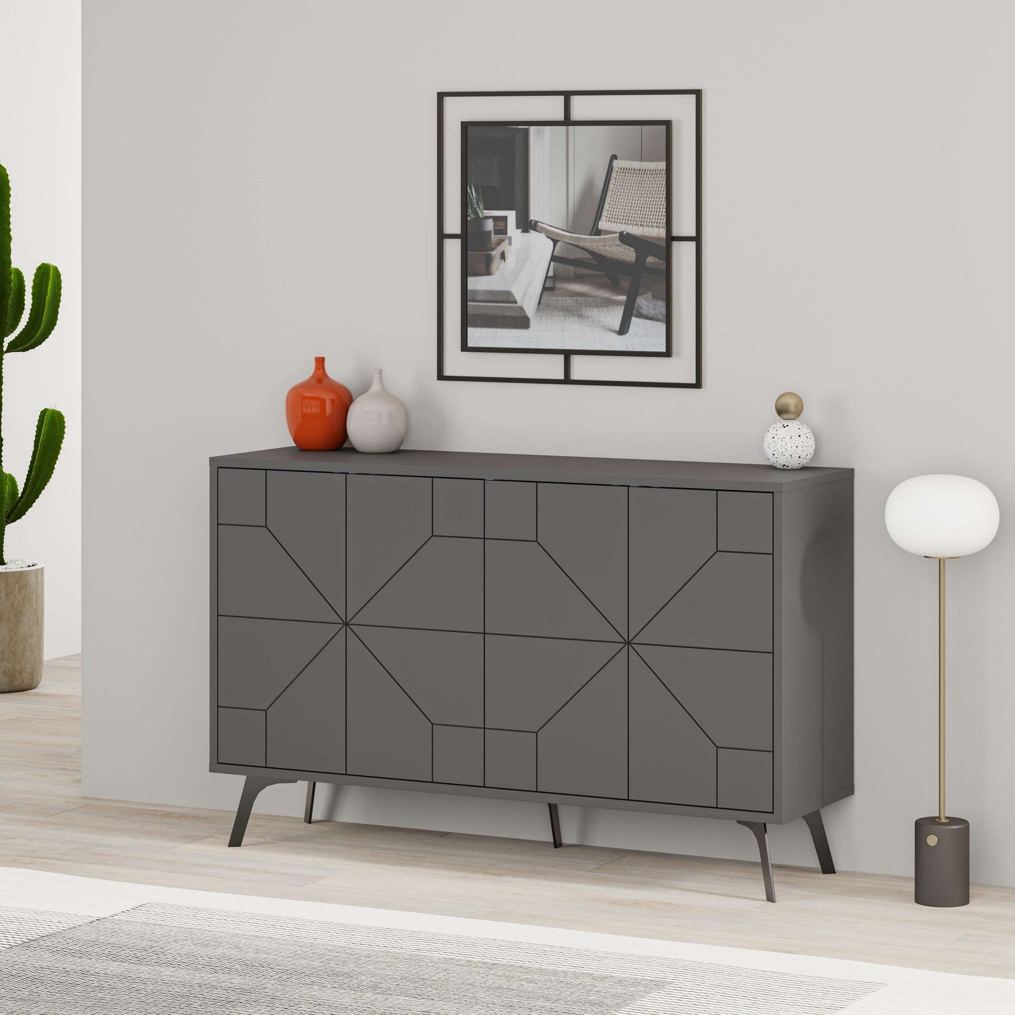 Aparador em Melamina – 123 cm – Antracite – MDF