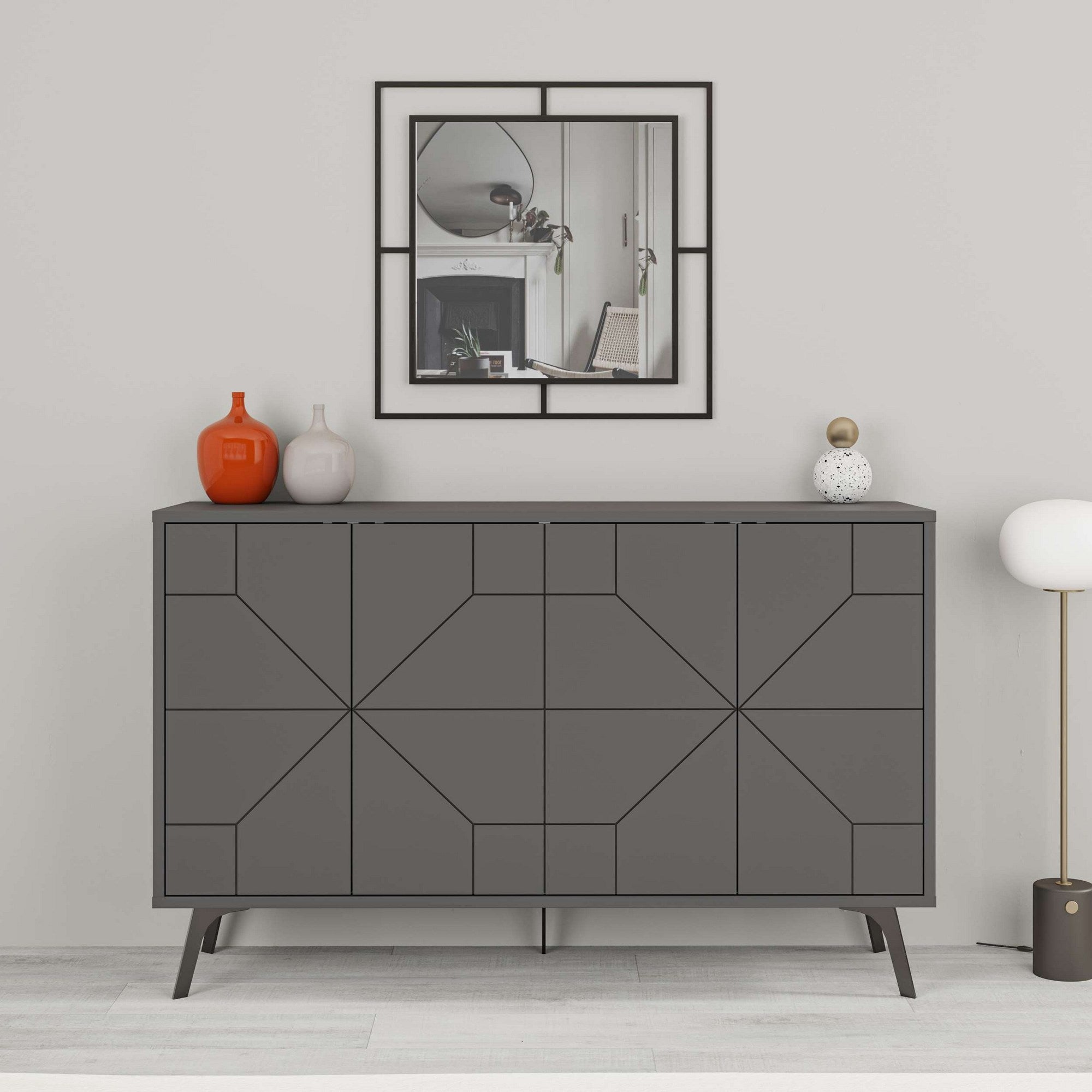 Aparador em Melamina – 123 cm – Antracite – MDF