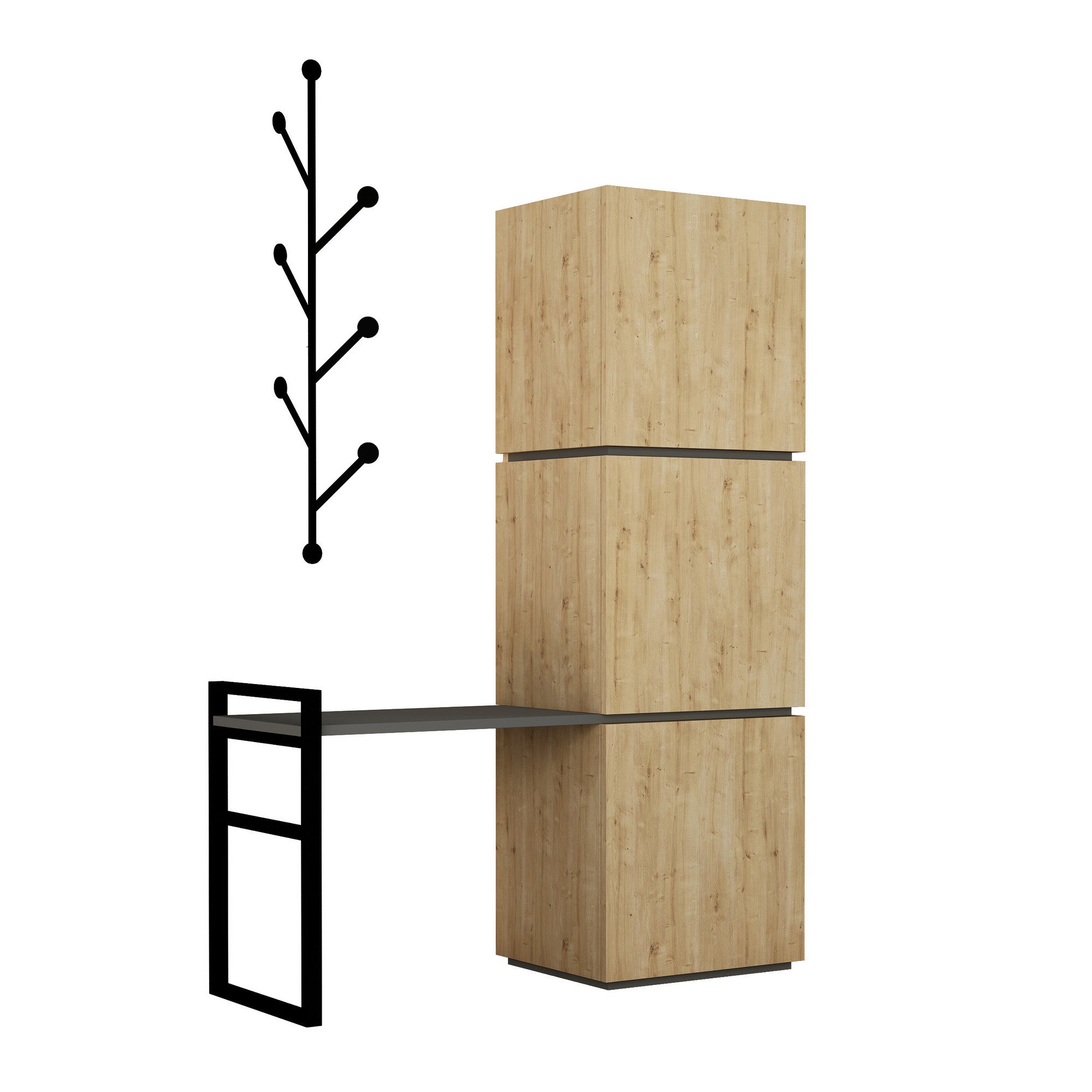 Sapateira de Carvalho com Dobradiças Soft-Close - 109cm de Largura com Múltiplas Prateleiras e Fixação à Parede