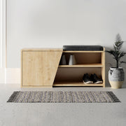 Elegante sapateira de carvalho, 104 cm de largura, 37 cm de altura, 47 cm de profundidade | 100% revestida em melamina, dobradiças de fechamento suave, montável na parede | Design boêmio com várias prateleiras