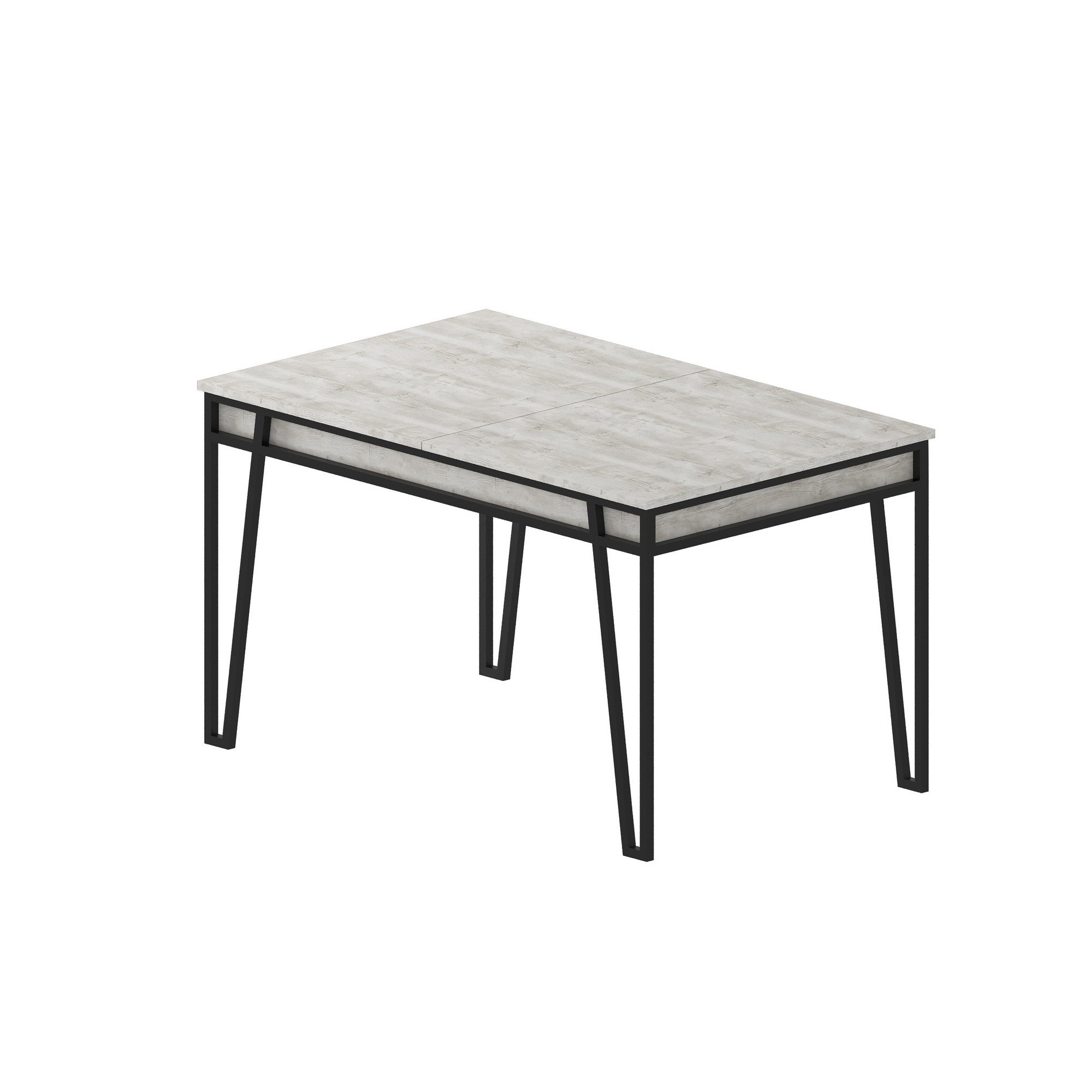 Mesa de Jantar Extensível, Branca, 132-170 cm | Painel de Partículas 100% Revestido em Melamina, 18 mm de Espessura, Pernas de Metal | Estilo Boêmio e Campestre, Perfeita para Salas de Jantar