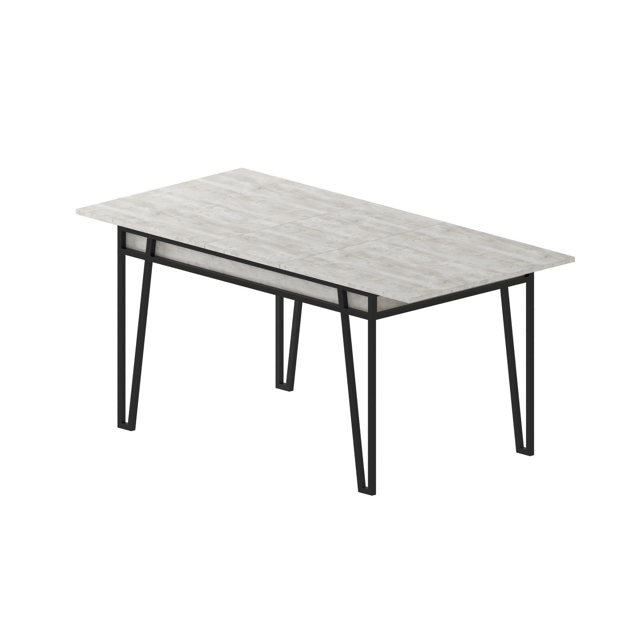 Mesa de Jantar Extensível, Branca, 132-170 cm | Painel de Partículas 100% Revestido em Melamina, 18 mm de Espessura, Pernas de Metal | Estilo Boêmio e Campestre, Perfeita para Salas de Jantar