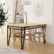 Mesa de Jantar Extensível, Cor Carvalho, 132-170 cm | Painel de Partículas 100% Revestido em Melamina, 18 mm de Espessura, Pés de Metal | Estilo Boêmio e Industrial, Perfeita para Salas de Jantar