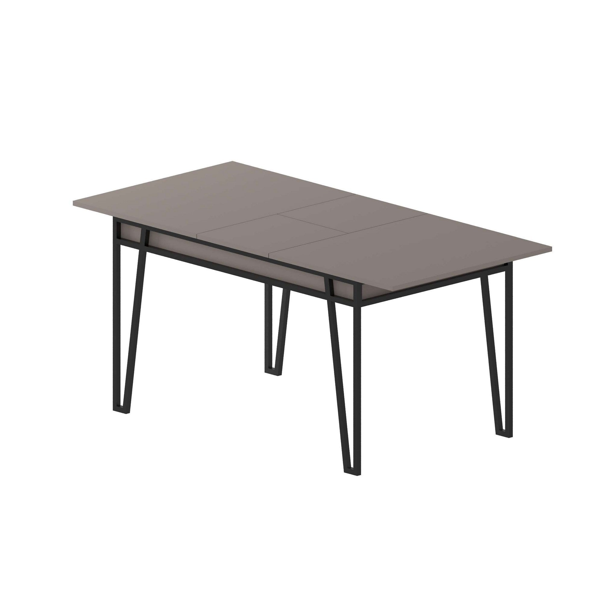 Mesa de Jantar Extensível, Cor Mocha Claro, 132-170 cm | Painel de Partículas 100% Revestido em Melamina, 18 mm de Espessura, Pés de Metal | Elegante e Funcional para Espaços de Jantar Modernos