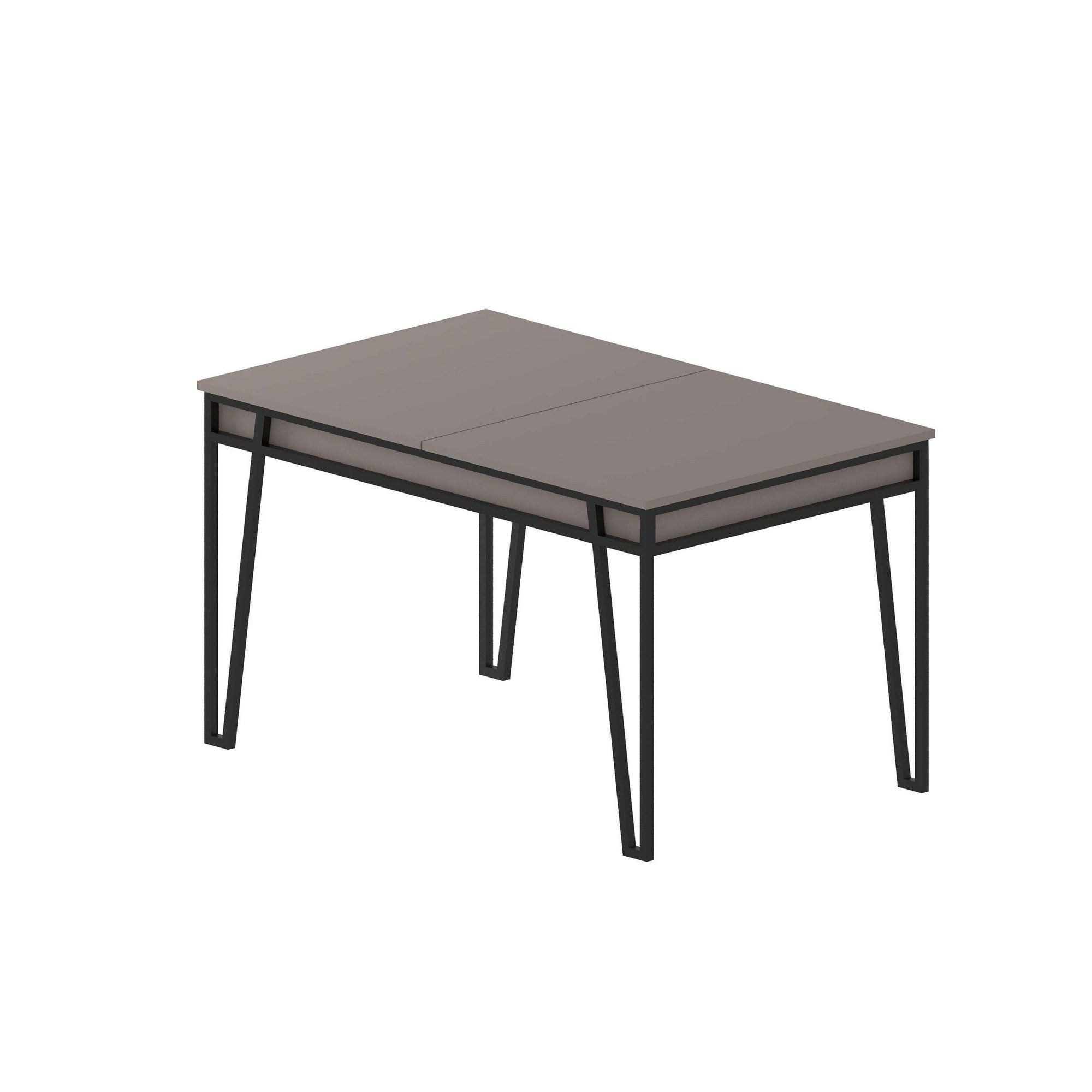 Mesa de Jantar Extensível, Cor Mocha Claro, 132-170 cm | Painel de Partículas 100% Revestido em Melamina, 18 mm de Espessura, Pés de Metal | Elegante e Funcional para Espaços de Jantar Modernos