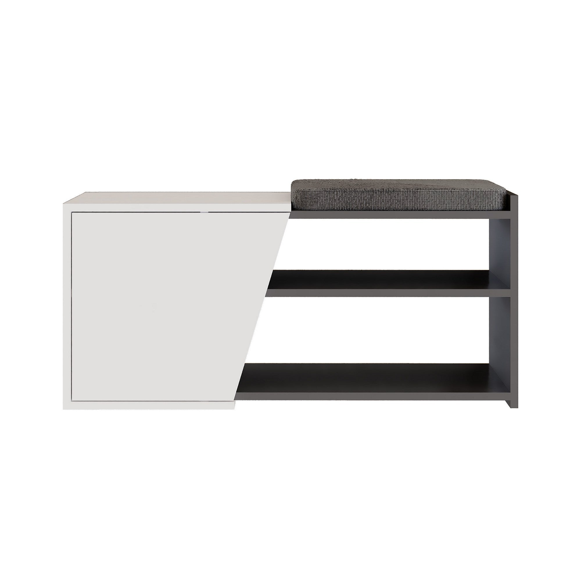 Sapateira estilosa, antracite e branca, 104,6 x 47,2 x 37,5 cm | 100% revestida em melamina, dobradiças de fechamento suave, fácil de limpar | Pés de madeira duráveis, capacidade para 35 kg