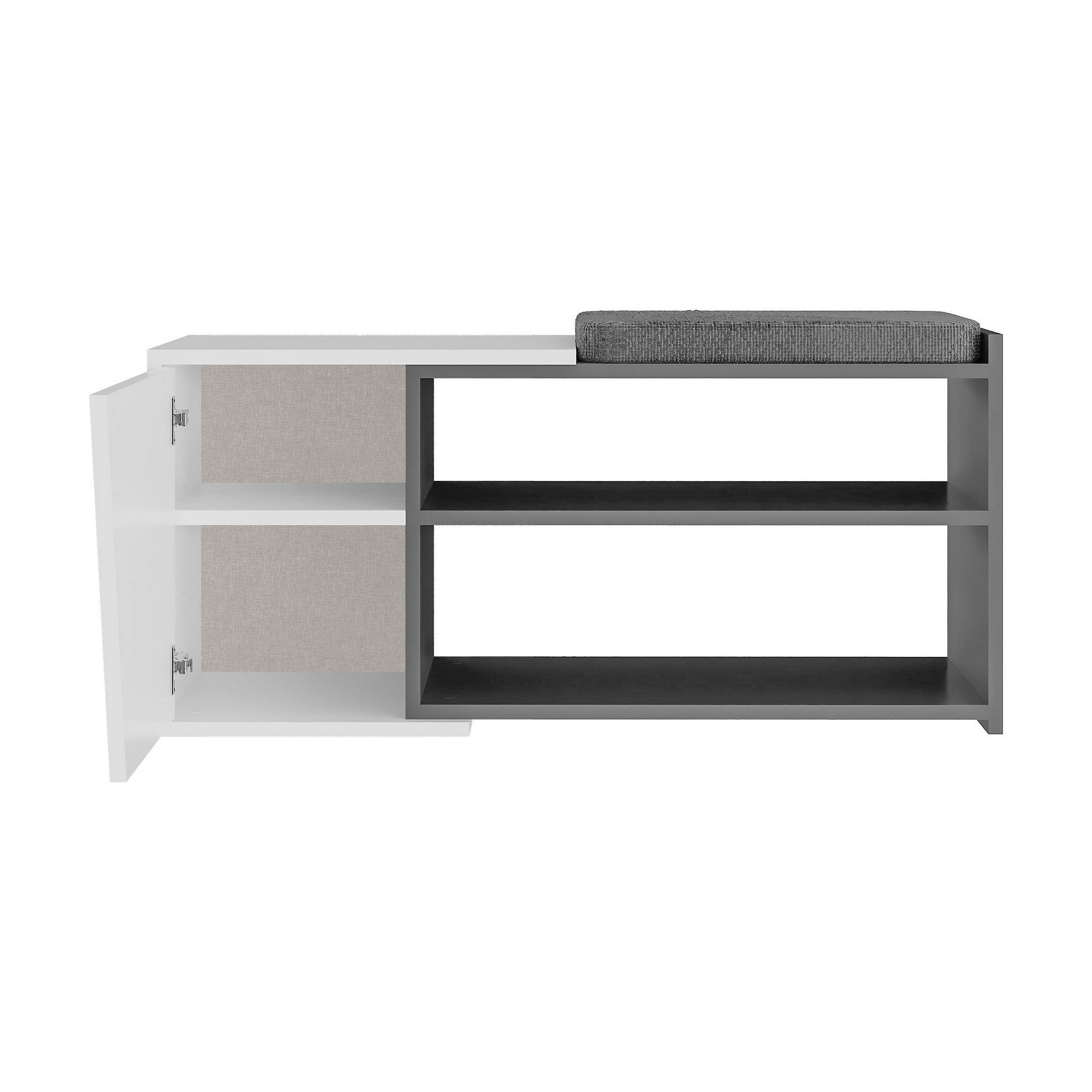 Sapateira estilosa, antracite e branca, 104,6 x 47,2 x 37,5 cm | 100% revestida em melamina, dobradiças de fechamento suave, fácil de limpar | Pés de madeira duráveis, capacidade para 35 kg
