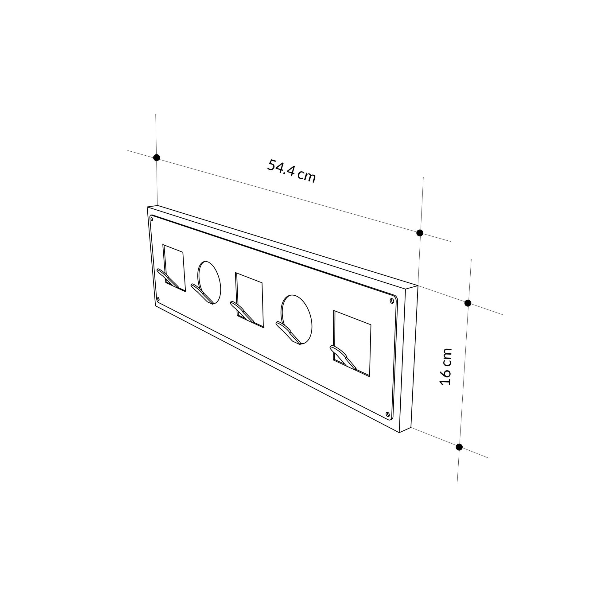 Cabide de carvalho estiloso, 54,2 cm de largura, 16 cm de altura, 2 cm de profundidade | Painel de partículas 100% revestido de melamina e metal | Capacidade de 10 kg, design para montagem na parede