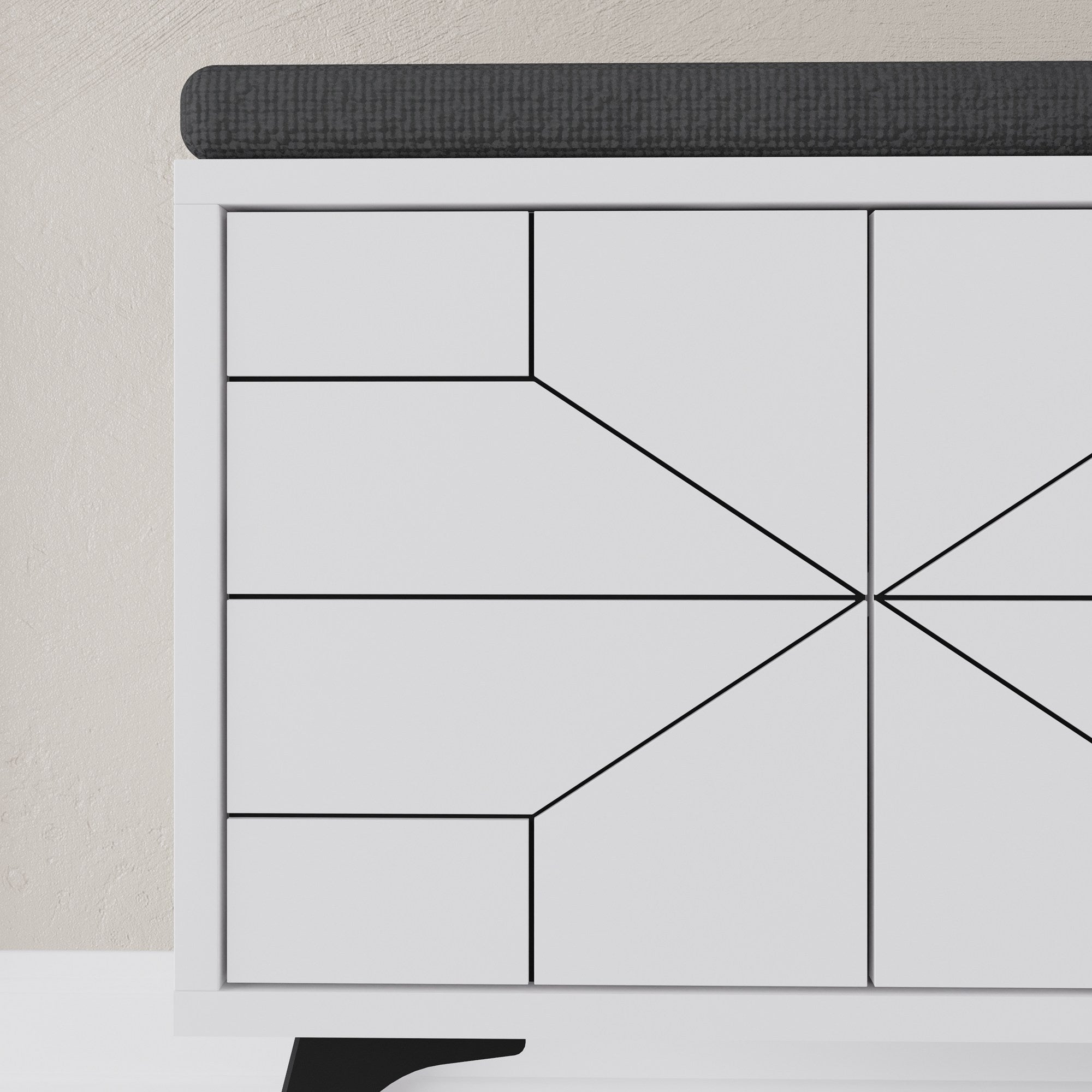 Sapateira branca estilosa, 107 cm | Painel de partículas 100% revestido em melamina, 18 mm de espessura, pés de metal, dobradiças com fechamento suave | Solução de armazenamento durável e elegante