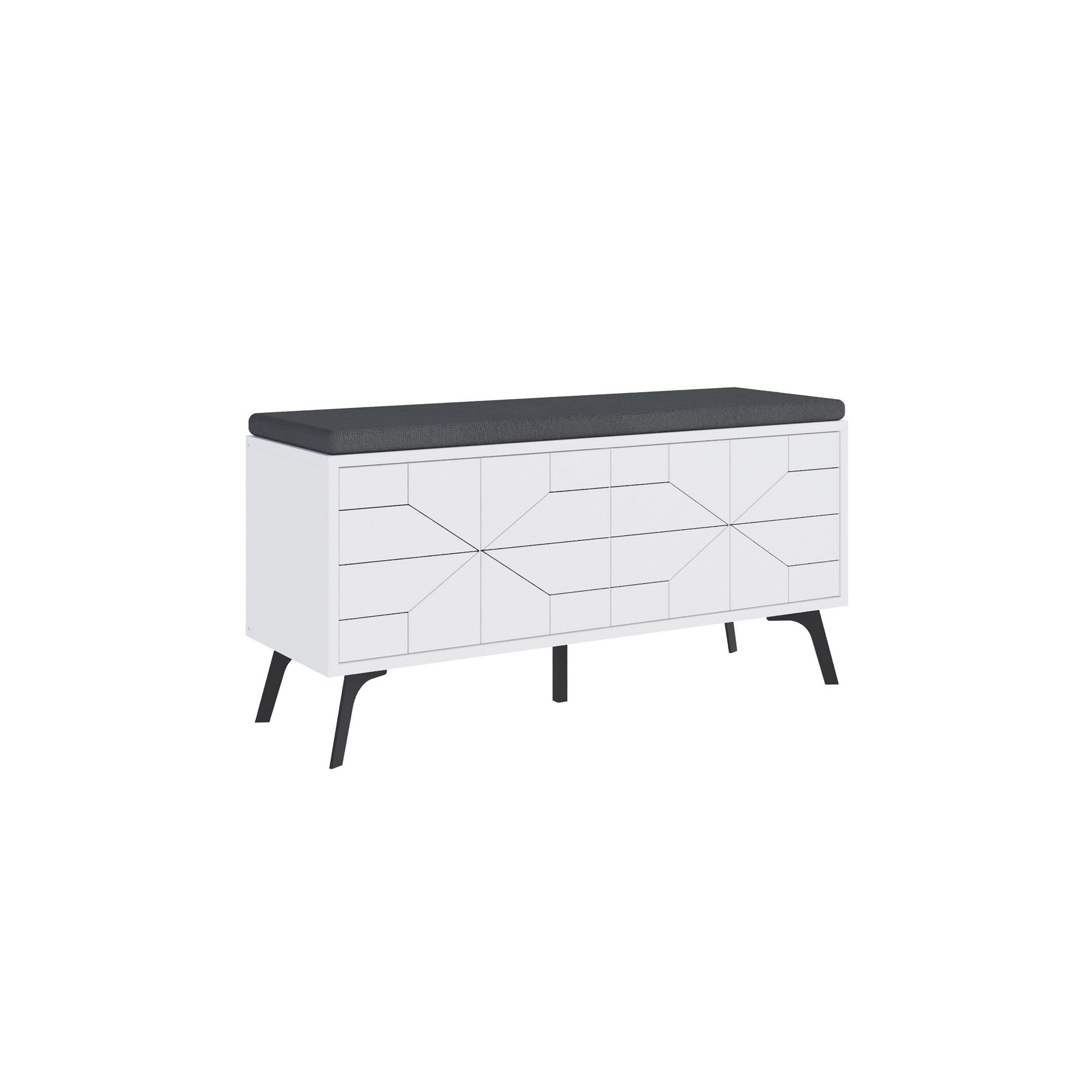 Sapateira branca estilosa, 107 cm | Painel de partículas 100% revestido em melamina, 18 mm de espessura, pés de metal, dobradiças com fechamento suave | Solução de armazenamento durável e elegante
