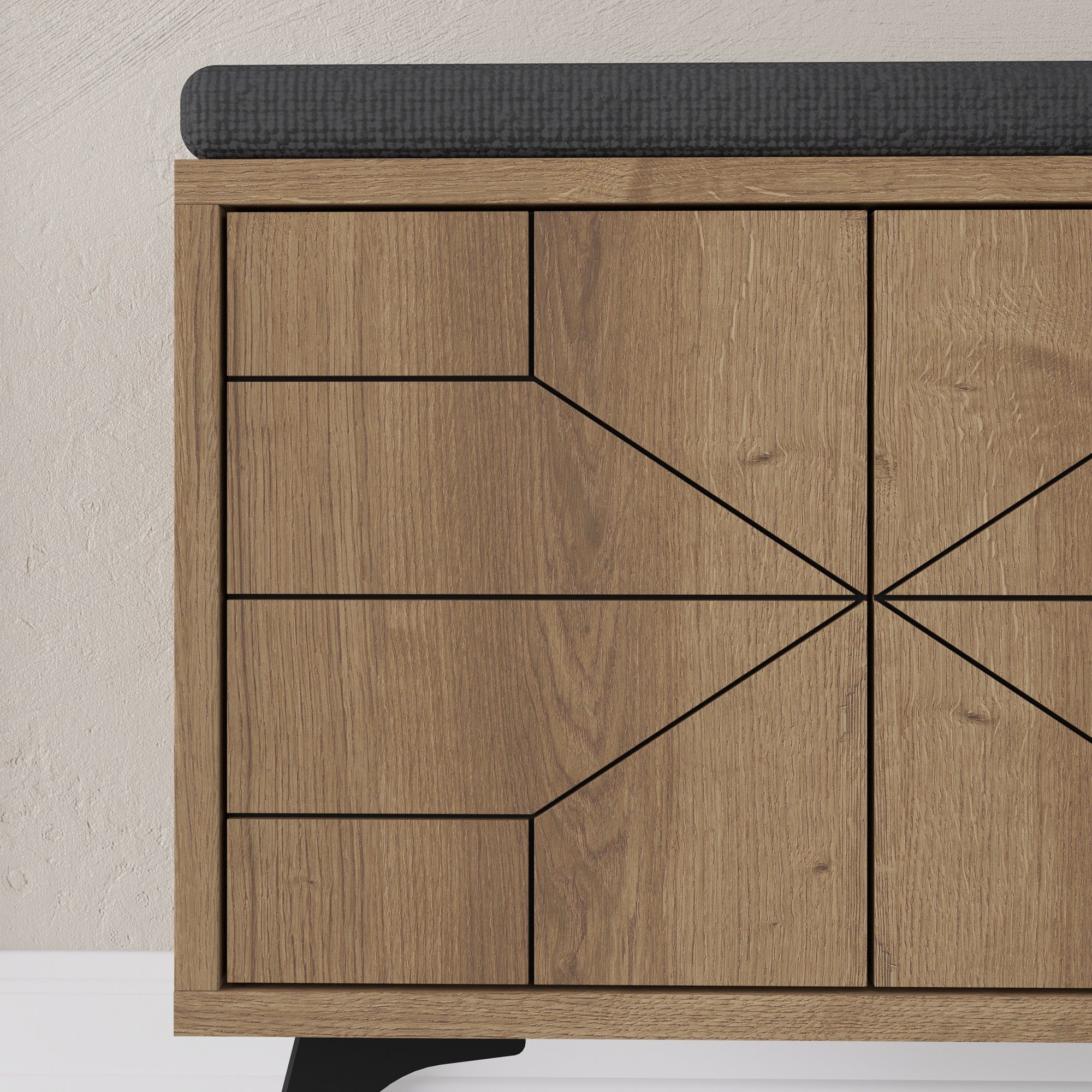 Sapateira estilosa, cor Hitit, 107 x 55 x 35 cm | Painel de partículas 100% revestido em melamina, pés de metal, dobradiças com fechamento suave | Solução de armazenamento durável e elegante