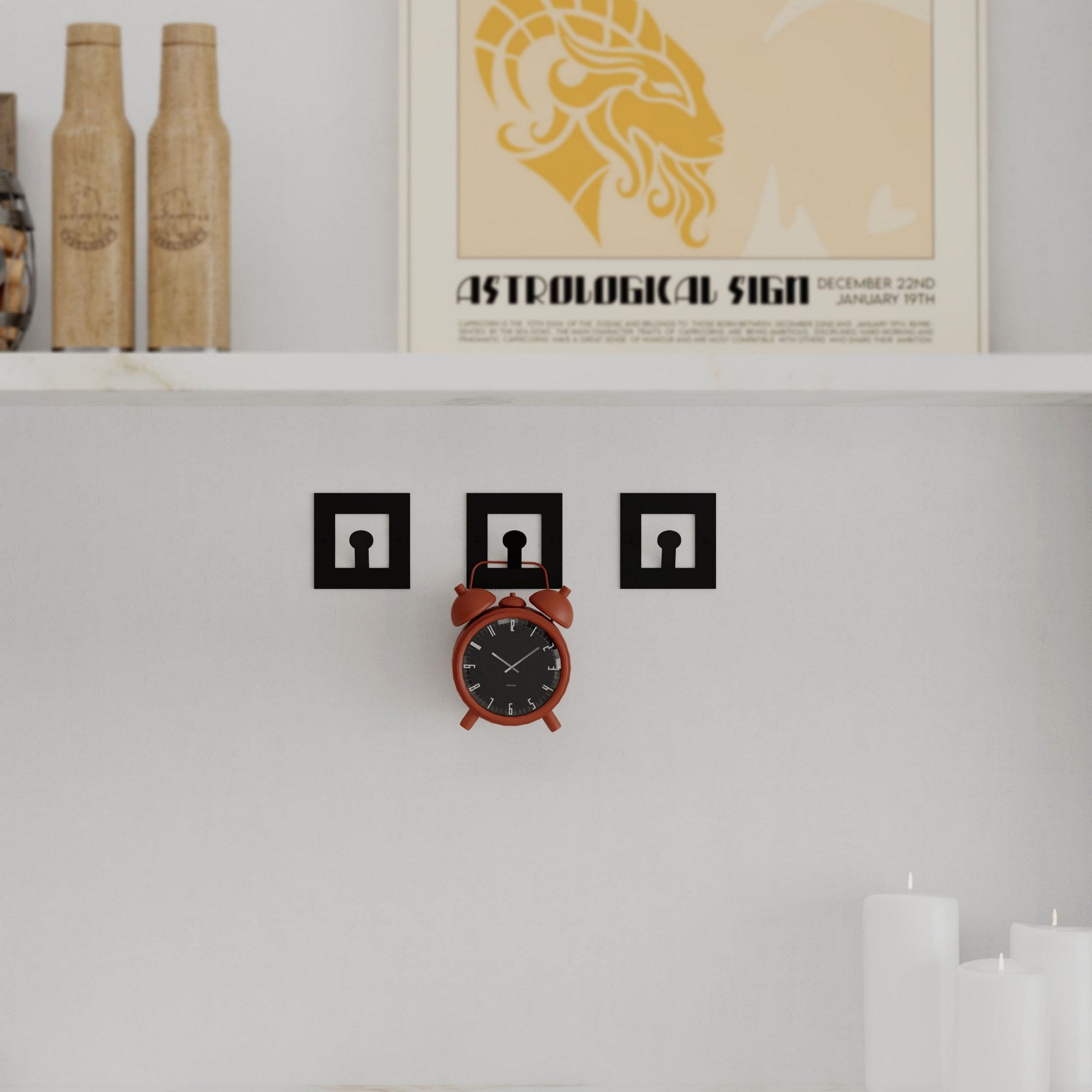 Suporte de Parede Metálico Quadrado Kaly - Preto, Capacidade 1kg, Montagem com Parafusos