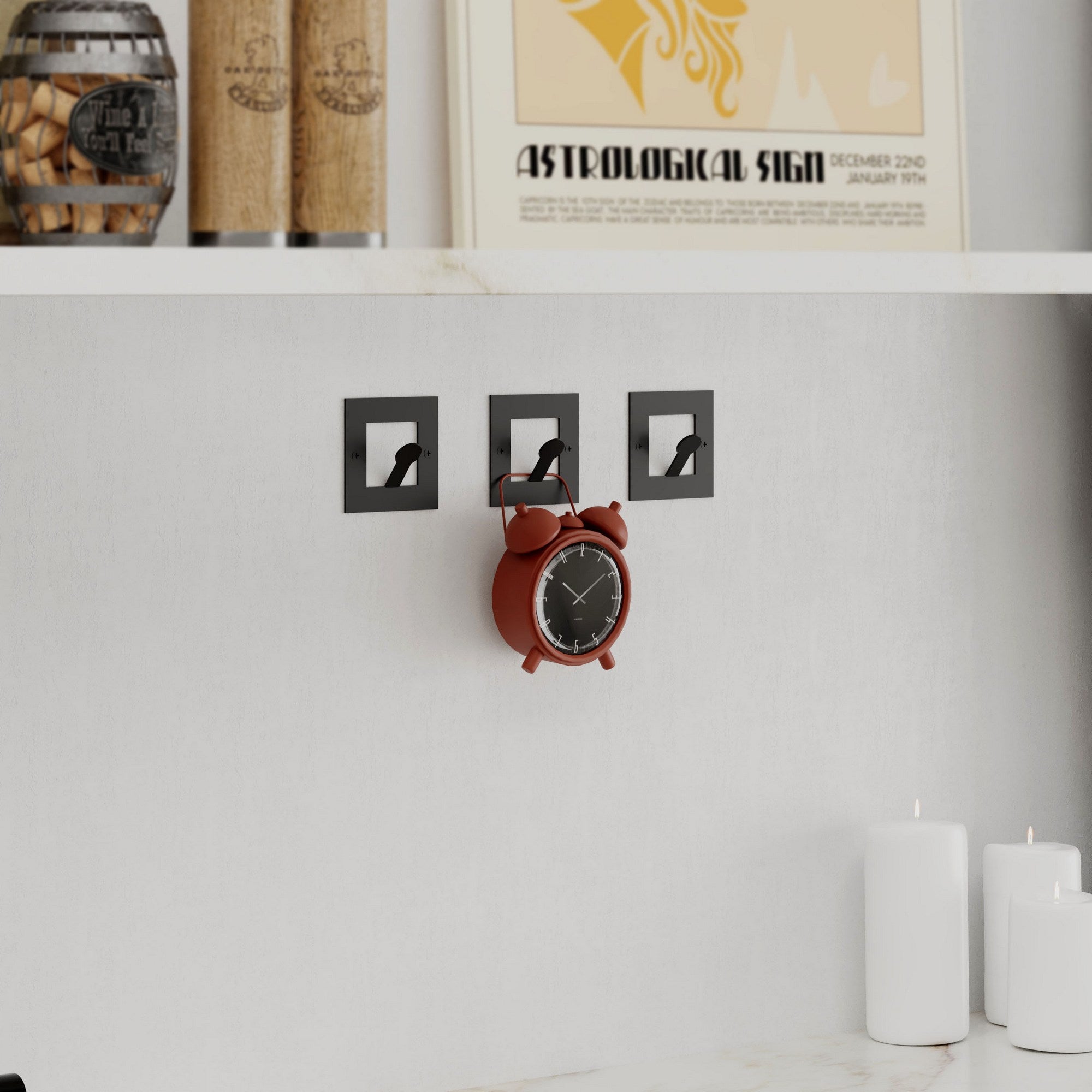 Suporte de Parede Metálico Quadrado Kaly - Preto, Capacidade 1kg, Montagem com Parafusos