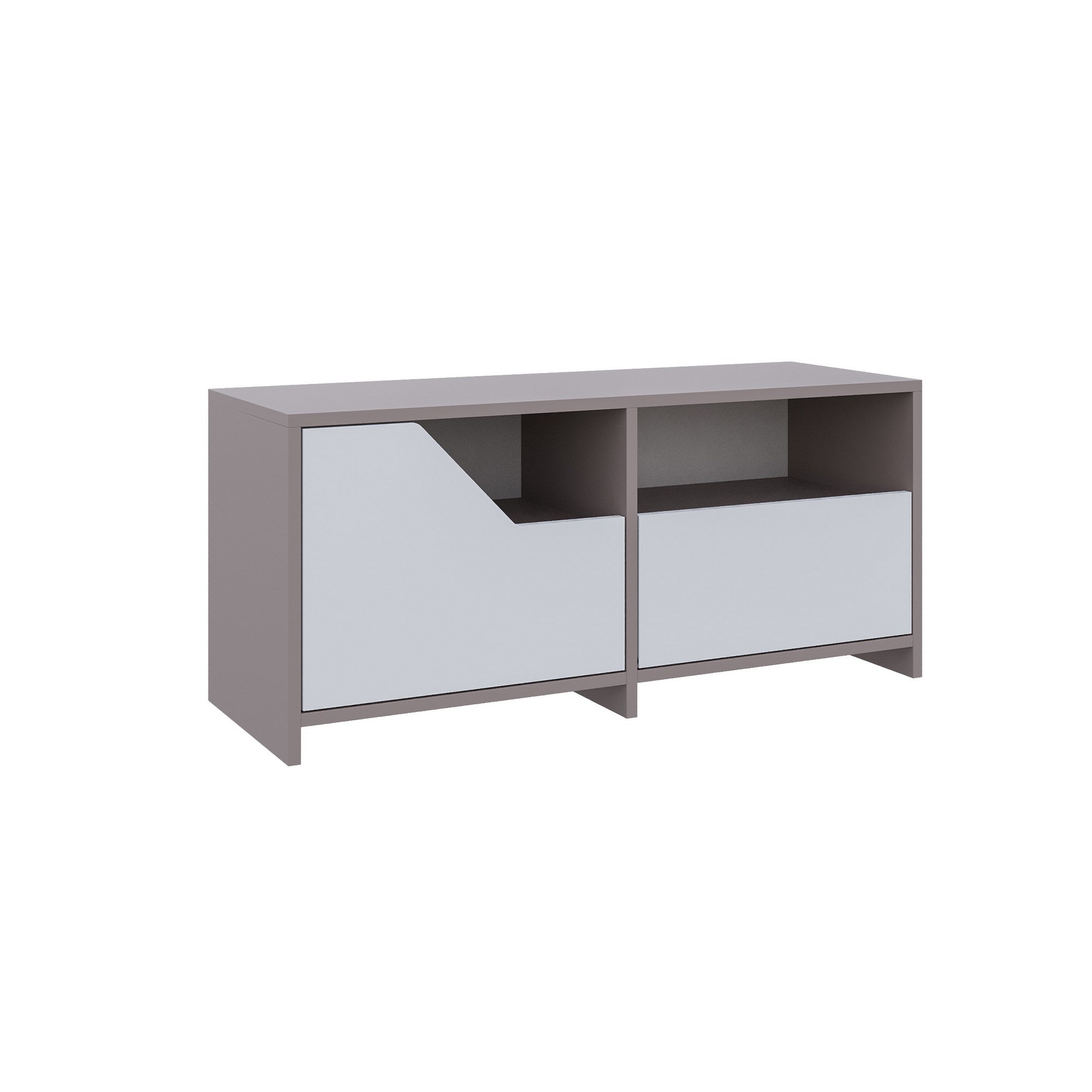 Sapateira estilosa, cor mocha claro e branco, 105 x 47 x 37 cm | 100% revestida em melamina, 18 mm de espessura, dobradiças de fechamento suave, capacidade para 80 kg, montável na parede