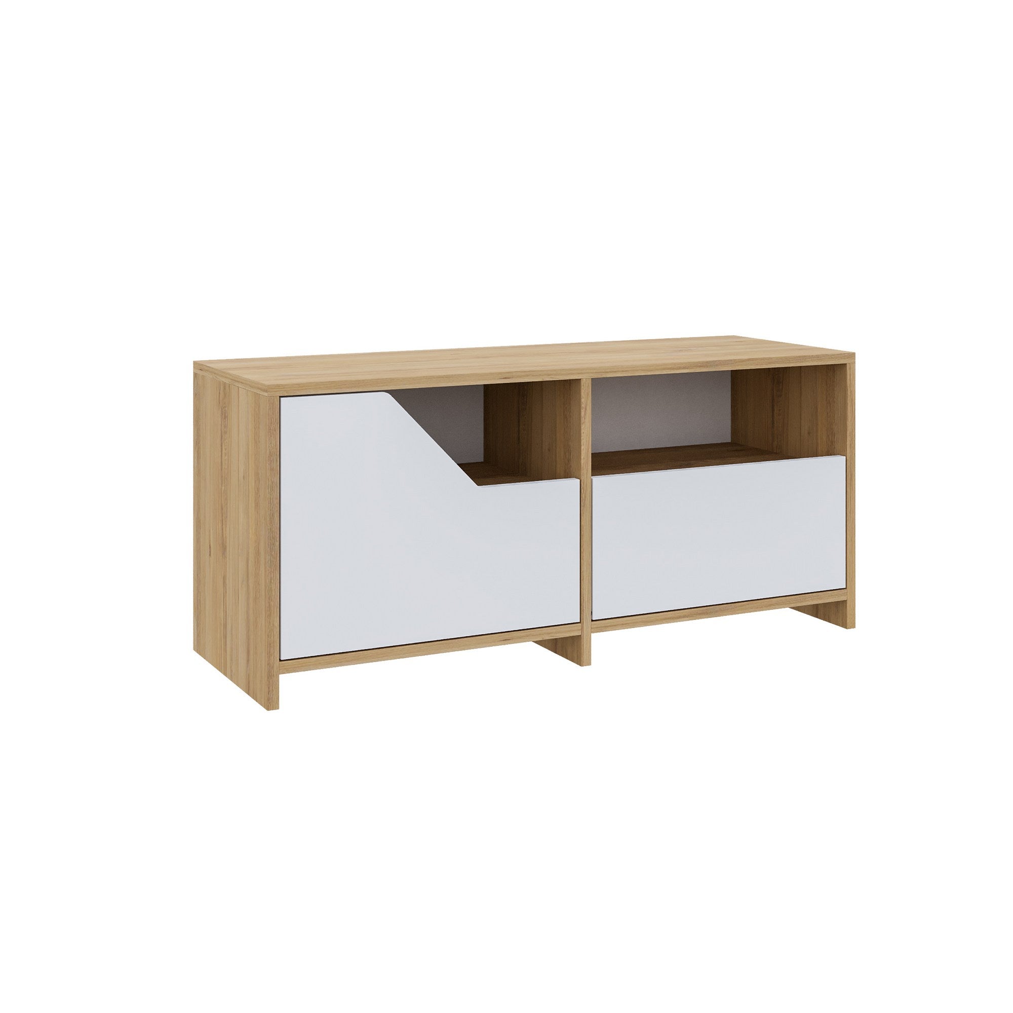 Sapateira estilosa, carvalho e branco, 105 x 47 x 37 cm | 100% revestida em melamina, 18 mm de espessura, dobradiças de fechamento suave, capacidade para 80 kg, design para montagem na parede