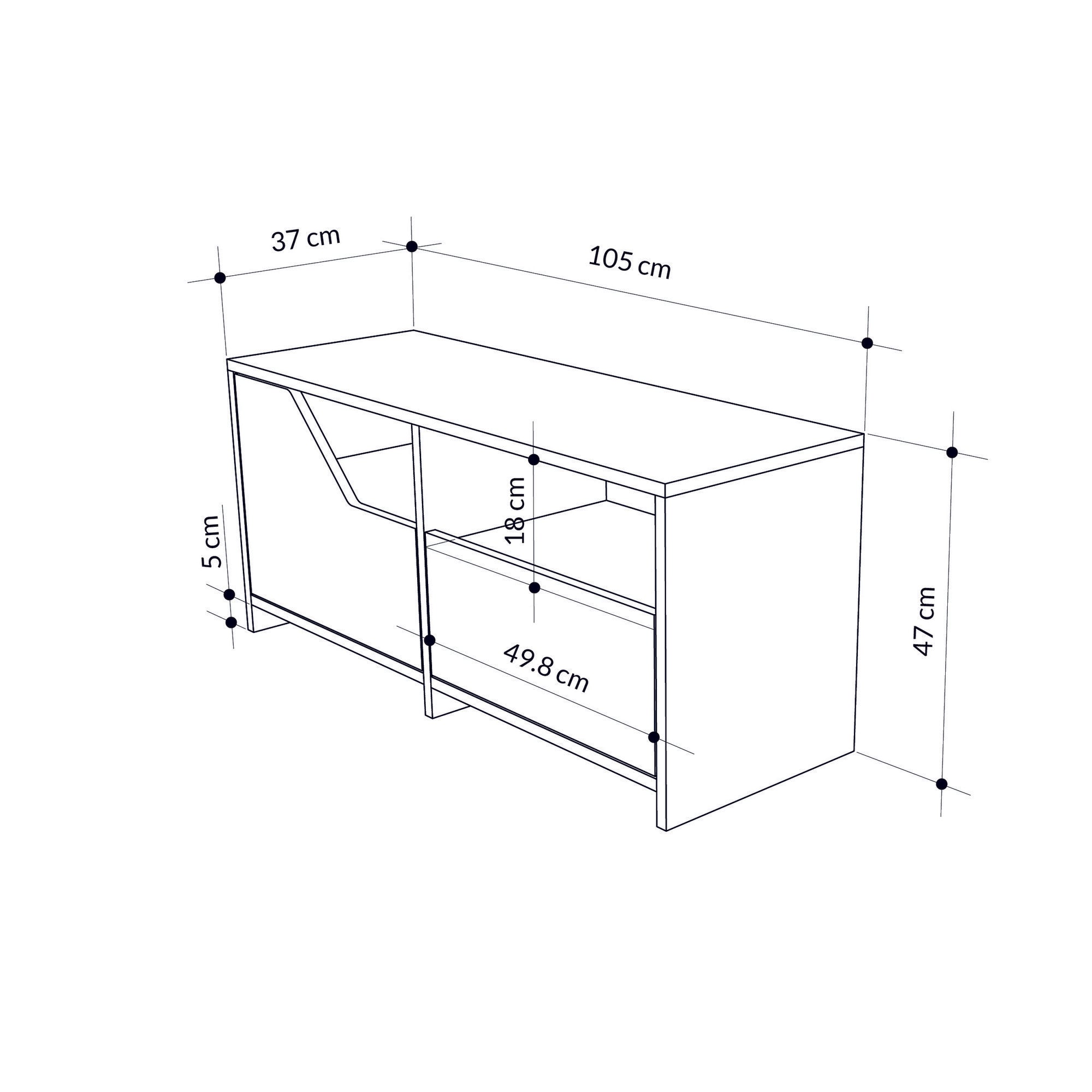 Sapateira estilosa, carvalho e branco, 105 x 47 x 37 cm | 100% revestida em melamina, 18 mm de espessura, dobradiças de fechamento suave, capacidade para 80 kg, design para montagem na parede
