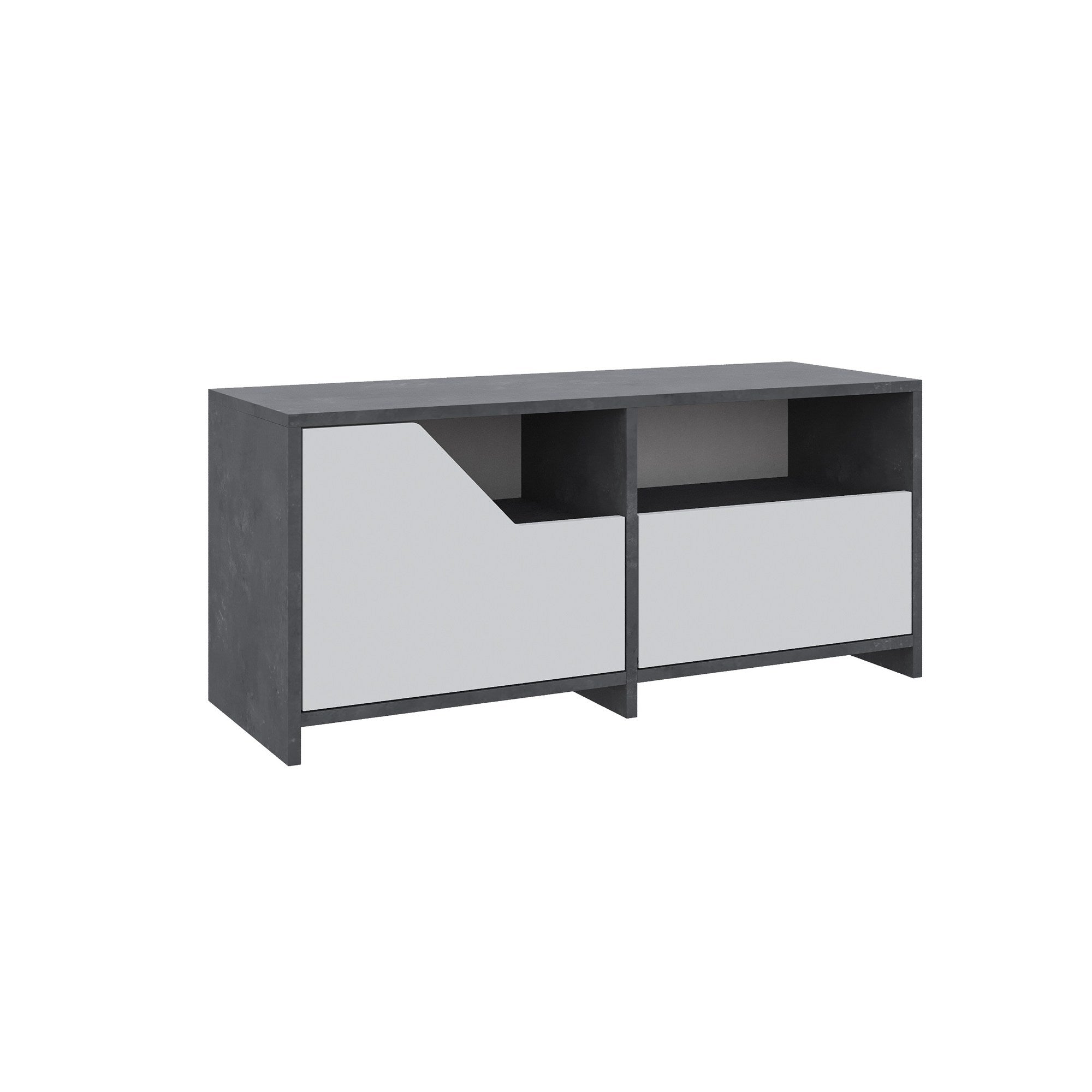 Sapateira estilosa, cinza e branca, 105 cm | Painel de partículas 100% revestido em melamina, 18 mm de espessura | Dobradiças de fechamento suave, montagem na parede, capacidade para 80 kg