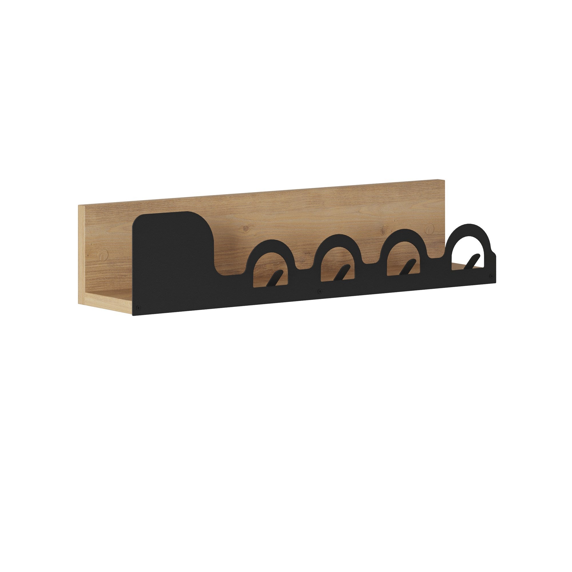 Cabide de metal durável, cor carvalho, 63 x 14 x 14 cm | 100% ferro tingido estático, capacidade de 5 kg | Design de parede para organização elegante