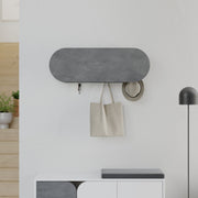 Cabide cinza estiloso, 84 cm de largura | Painel de partículas 100% revestido em melamina e metal | Dobradiças de fechamento suave, montagem na parede, capacidade de 5 kg | Design moderno
