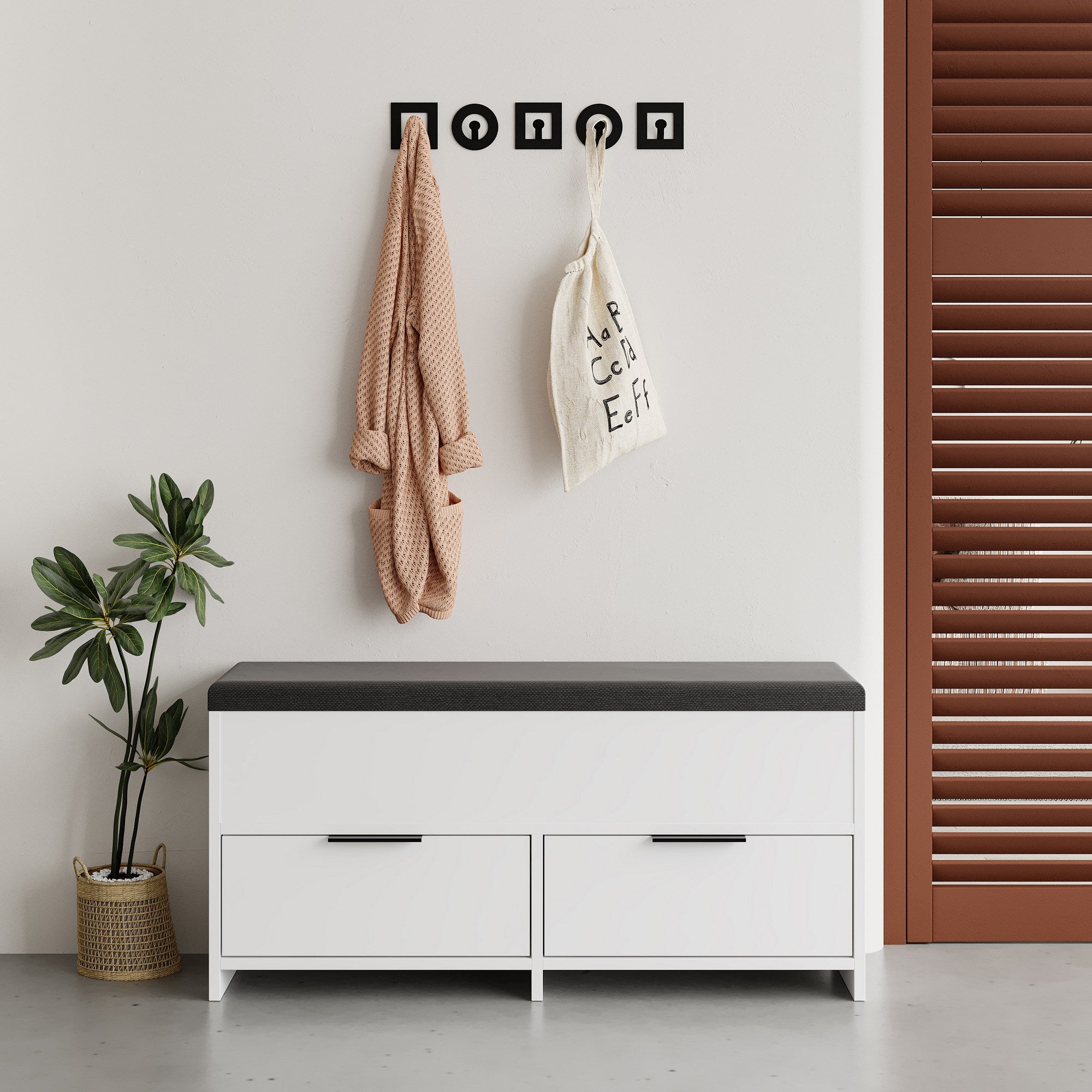 Elegante sapateira branca, 106 x 50 x 34 cm | Painel de partículas 100% revestido em melamina, dobradiças com fechamento suave | Solução de armazenamento durável e elegante para qualquer entrada