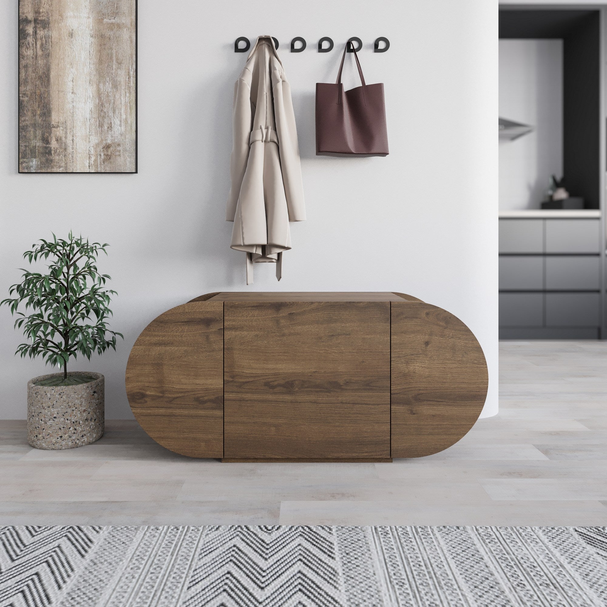 Sapateira estilosa, cor Hitit, 110 x 50 x 40,4 cm | Painel de partículas 100% revestido em melamina, 18 mm de espessura | Dobradiças com fechamento suave, capacidade para 80 kg, design moderno
