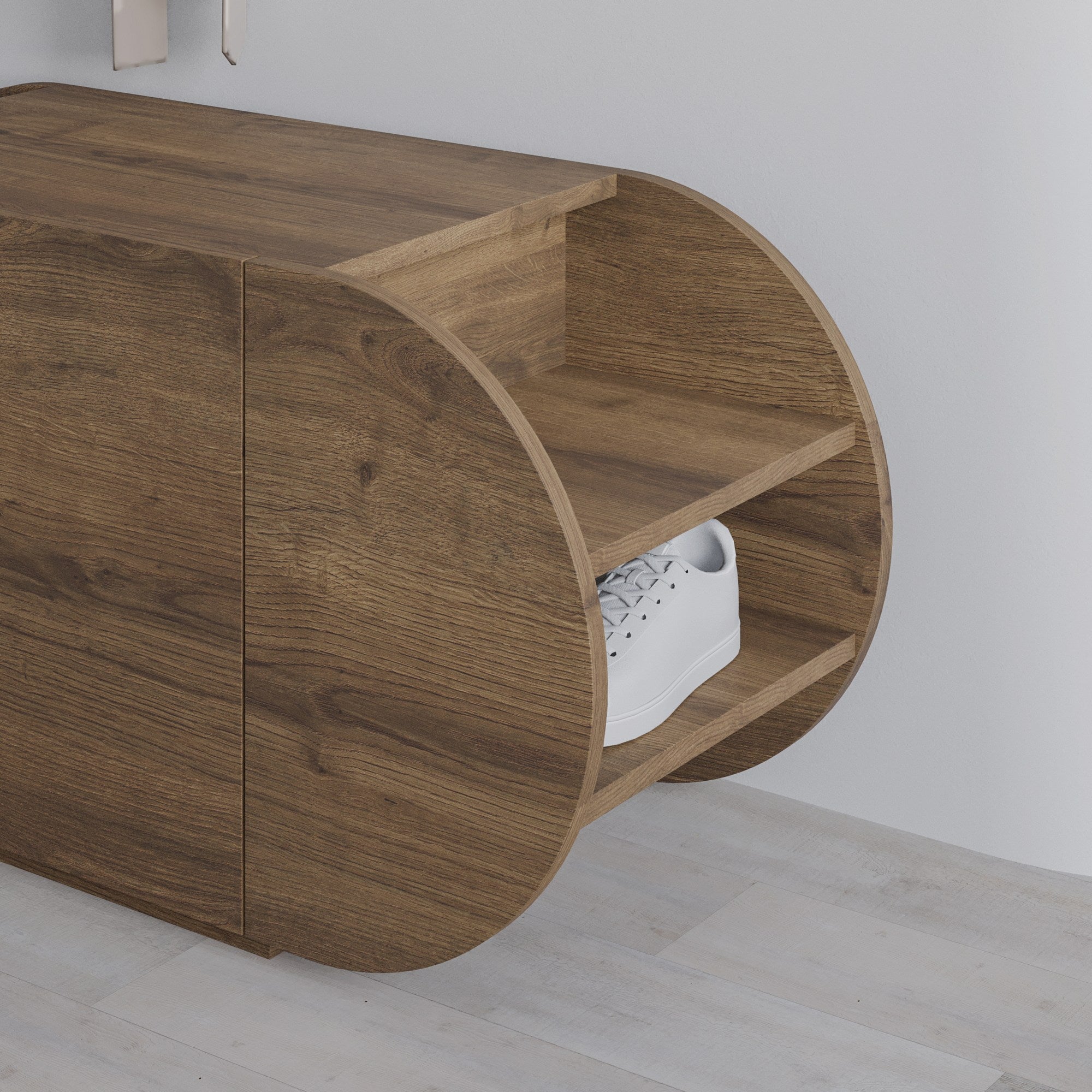 Sapateira estilosa, cor Hitit, 110 x 50 x 40,4 cm | Painel de partículas 100% revestido em melamina, 18 mm de espessura | Dobradiças com fechamento suave, capacidade para 80 kg, design moderno