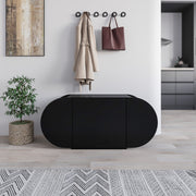 Elegante sapateira preta, 110 cm x 50 cm x 40,4 cm | Painel de partículas 100% revestido em melamina, 18 mm de espessura | Dobradiças de fechamento suave, capacidade para 80 kg, design moderno