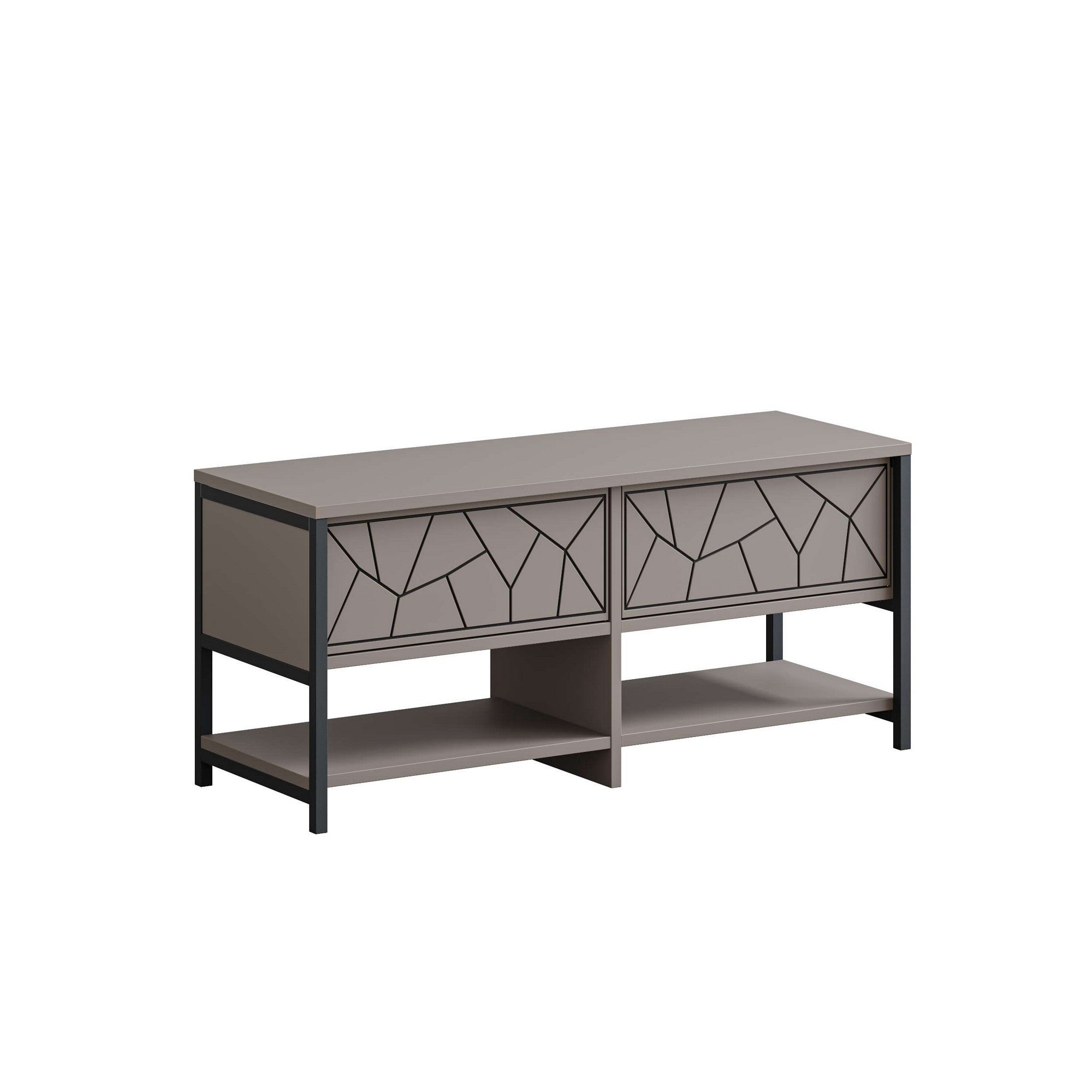 Sapateira estilosa, cor mocha claro, 105 x 47 x 37 cm | Painel de partículas 100% revestido em melamina, 18 mm de espessura, pés de metal, montagem na parede, prateleiras amplas