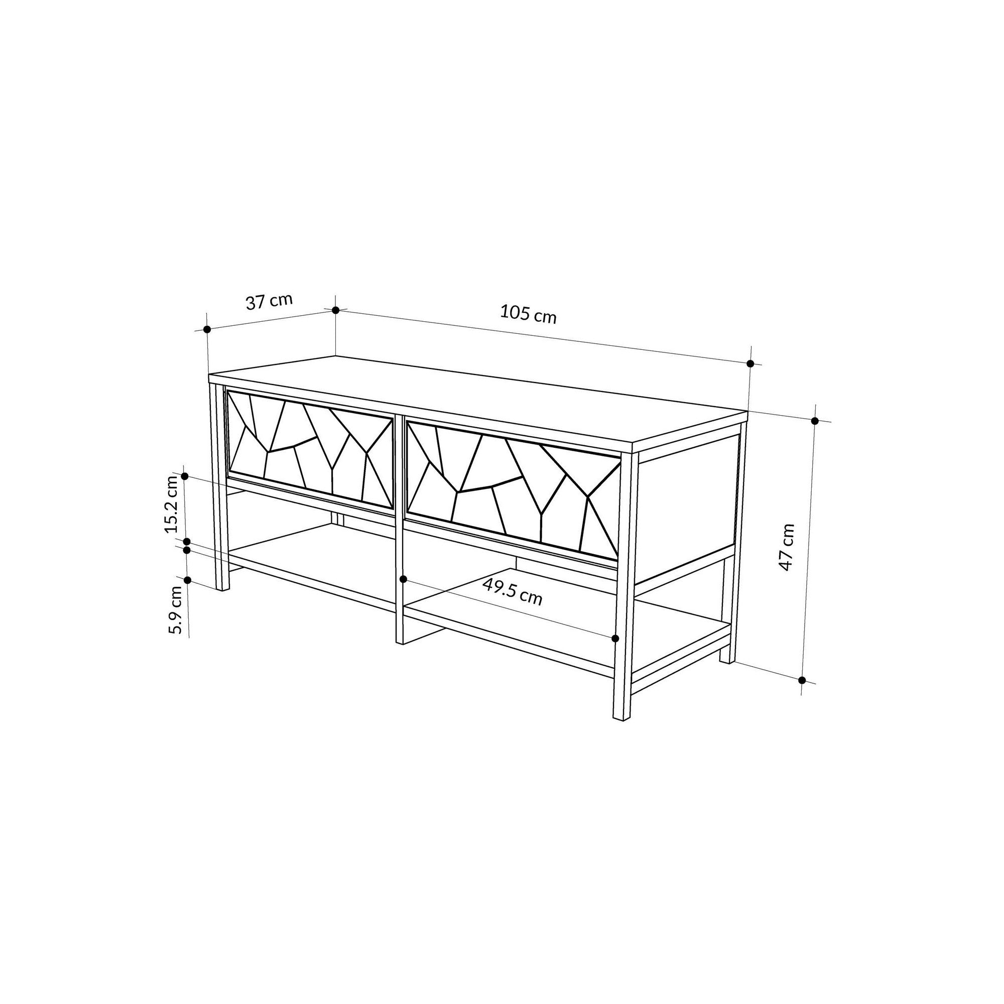 Sapateira estilosa, cor mocha claro, 105 x 47 x 37 cm | Painel de partículas 100% revestido em melamina, 18 mm de espessura, pés de metal, montagem na parede, prateleiras amplas