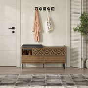 Sapateira estilosa com pés de metal, cor Hitit, 111 x 56,5 x 37 cm | Painel de partículas 100% revestido em melamina, 18 mm de espessura | Montável na parede, com prateleiras amplas