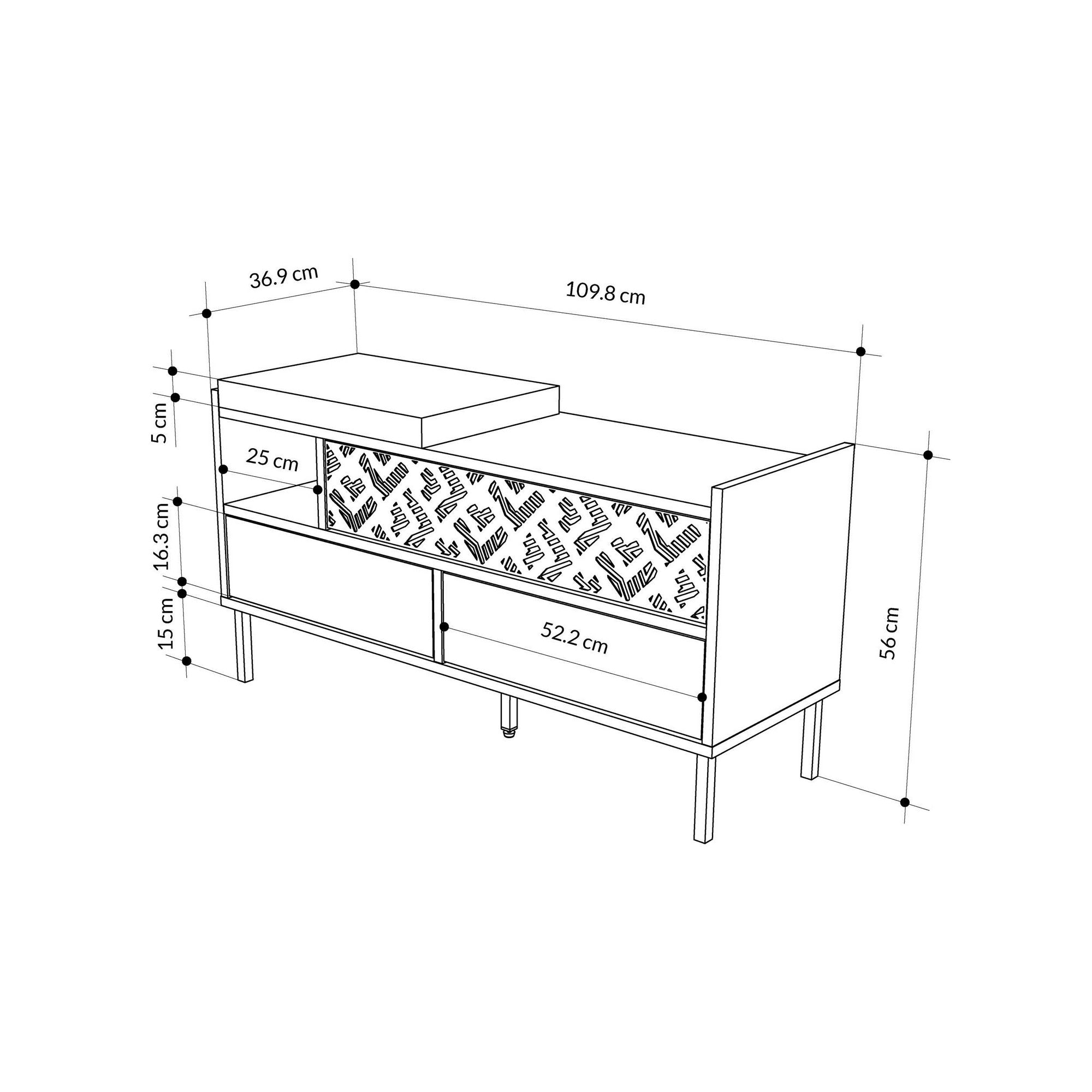 Sapateira Mocha Claro com Pés de Metal, 111 x 56,5 x 37 cm | Painel de Partículas 100% Revestido com Melamina, 18 mm de Espessura | Solução de Armazenamento Elegante e Montável na Parede