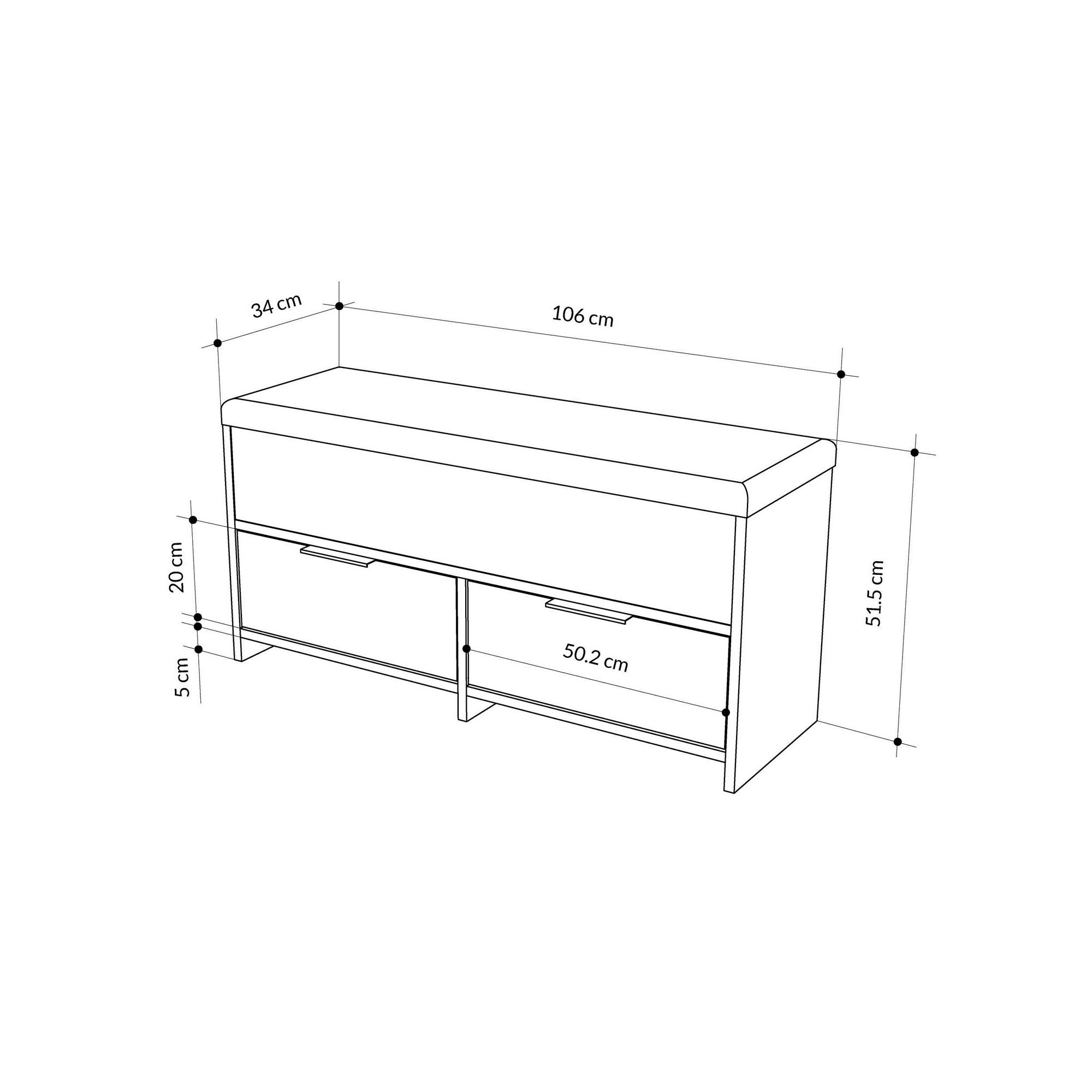 Sapateira estilosa, antracite, 106 x 50 x 34 cm | Painel de partículas 100% revestido em melamina, 18 mm de espessura | Montável na parede, dobradiças de fechamento suave, prateleiras amplas