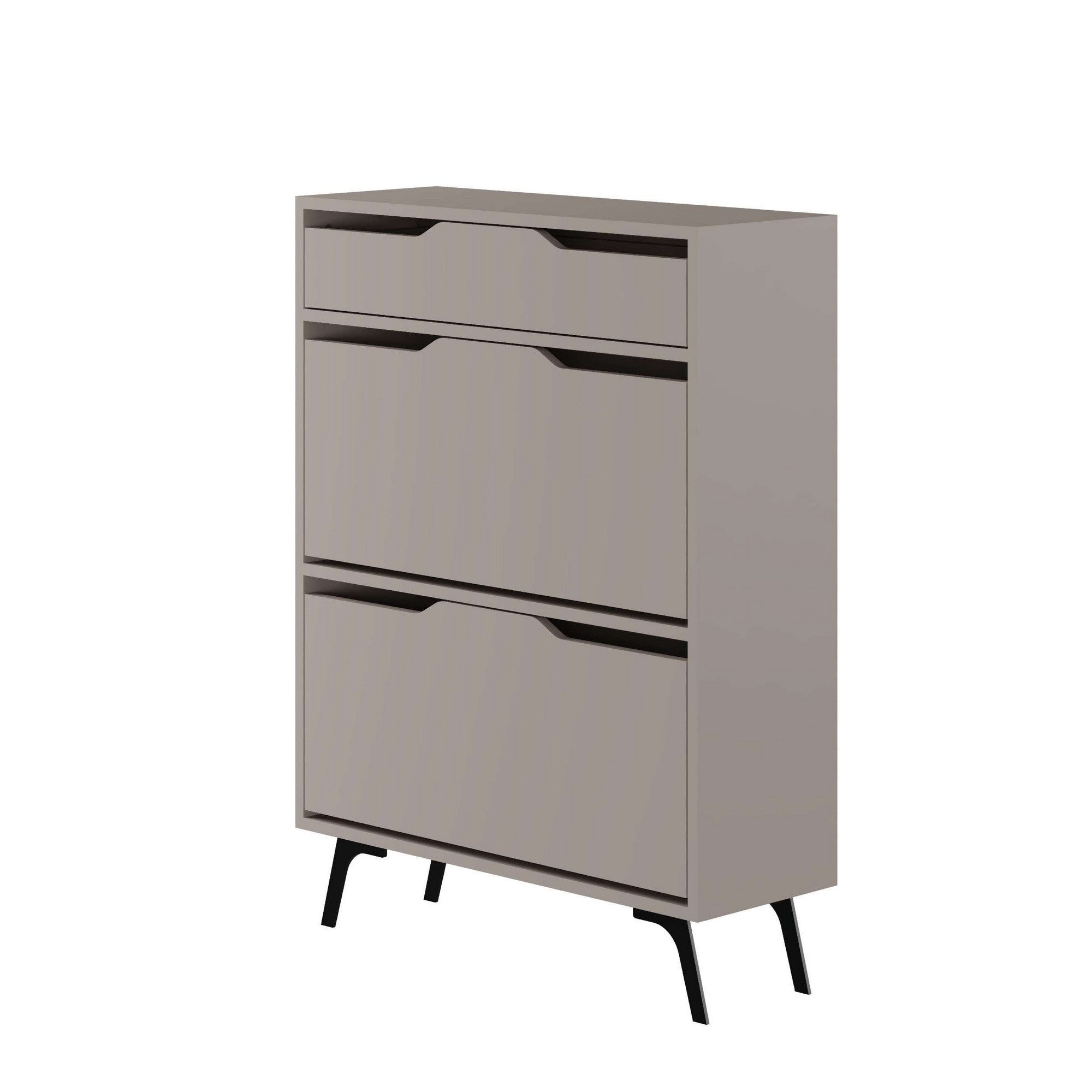 Sapateira estilosa, cor mocha claro, 81,6 x 110 x 29,5 cm | Painel de partículas 100% revestido em melamina, 18 mm de espessura | Montável na parede com inúmeras prateleiras